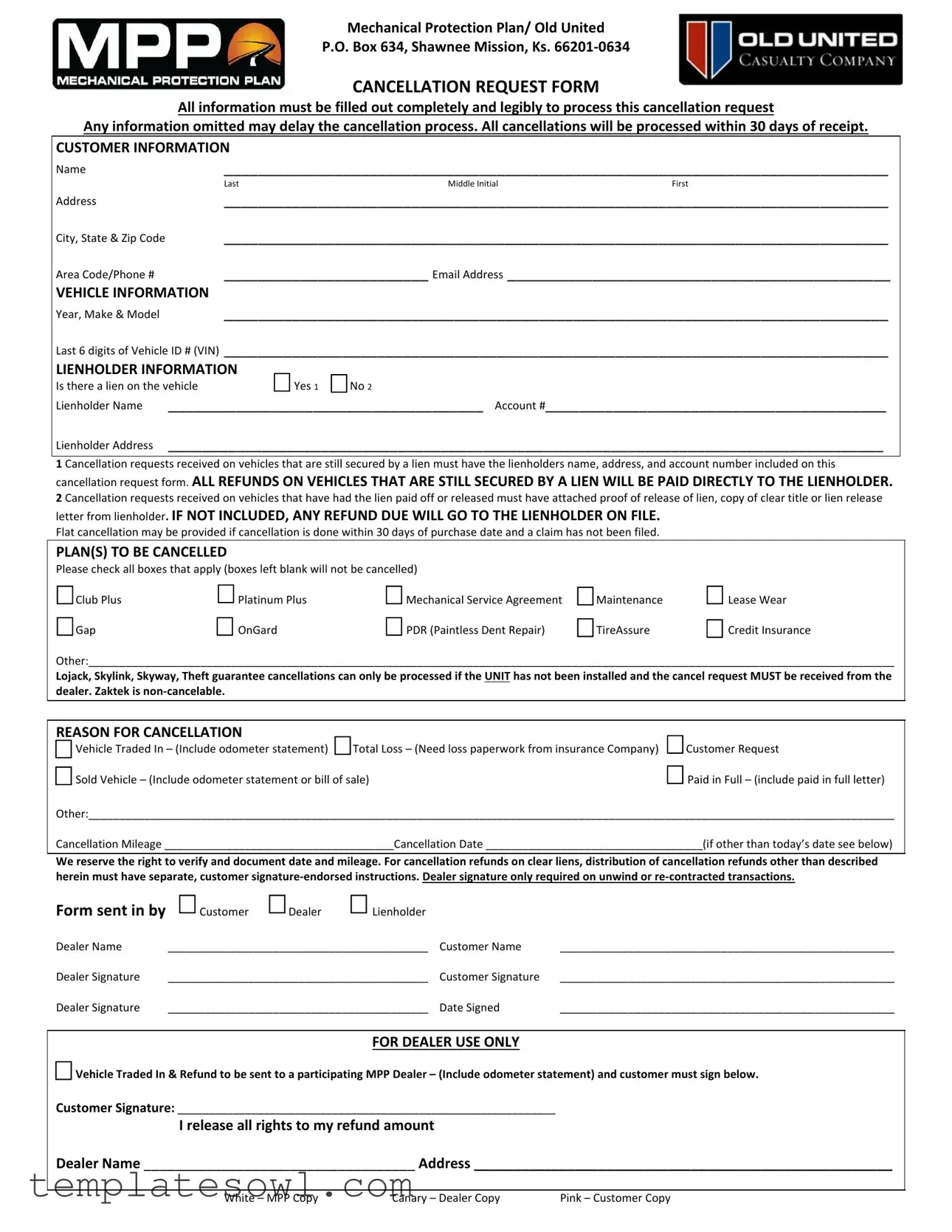 Fill Out Your Mpp Cancellation Form