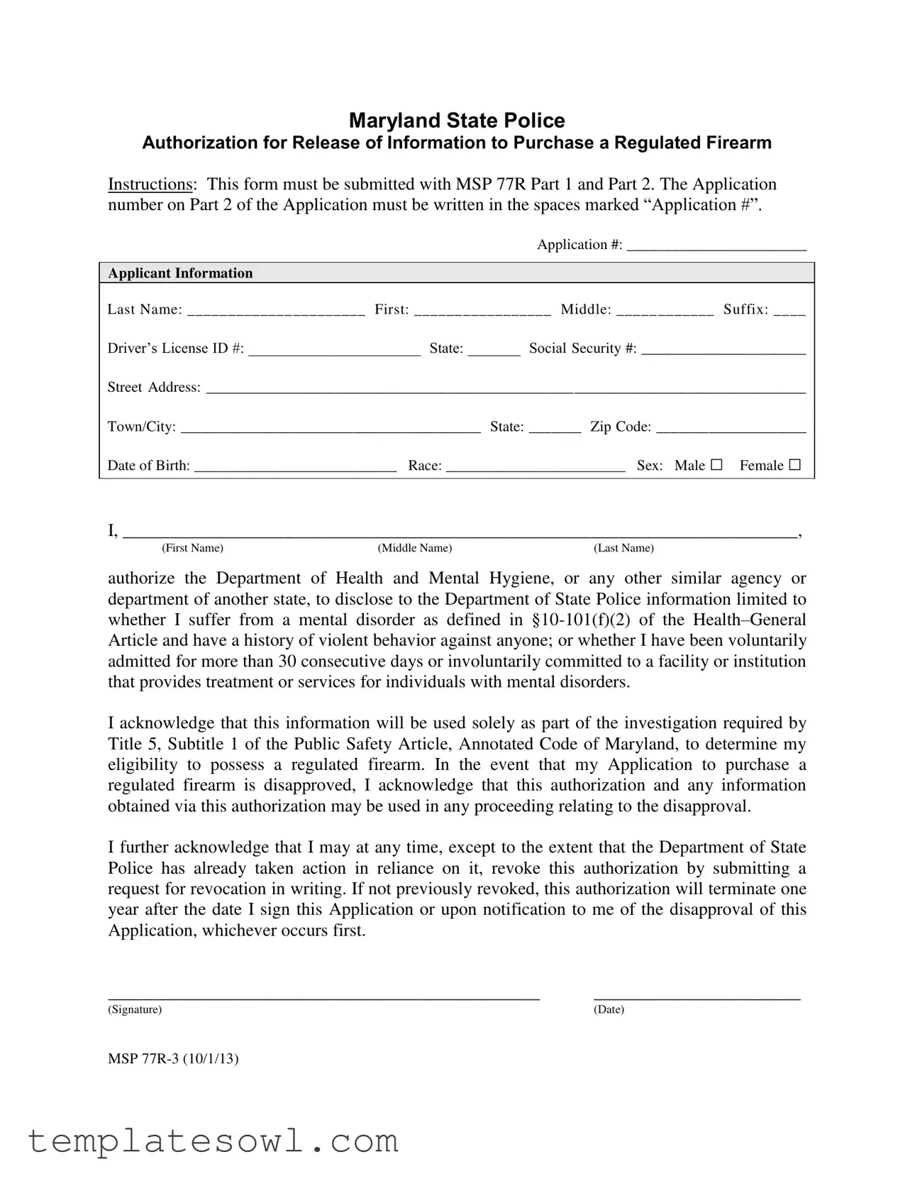 Fill Out Your Msp 77R 3 Form