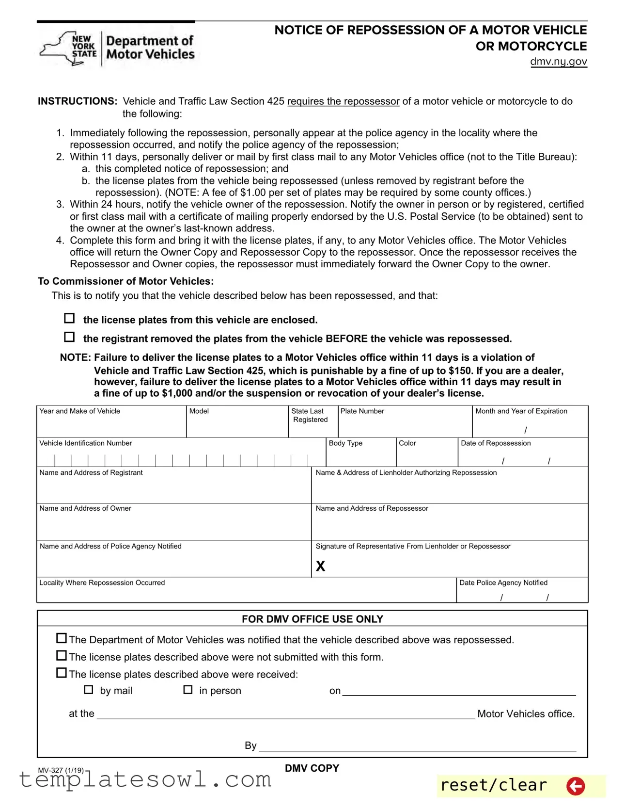 Fill Out Your Mv 327 Form