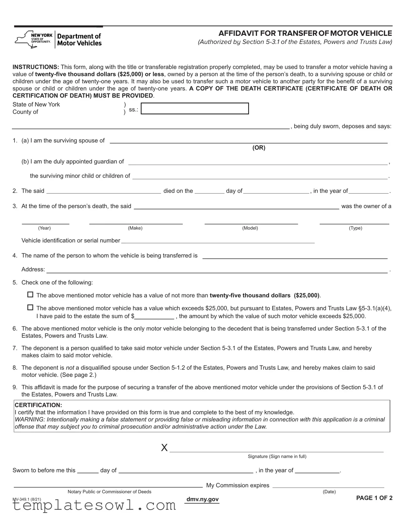 Fill Out Your Mv 349 1 Form