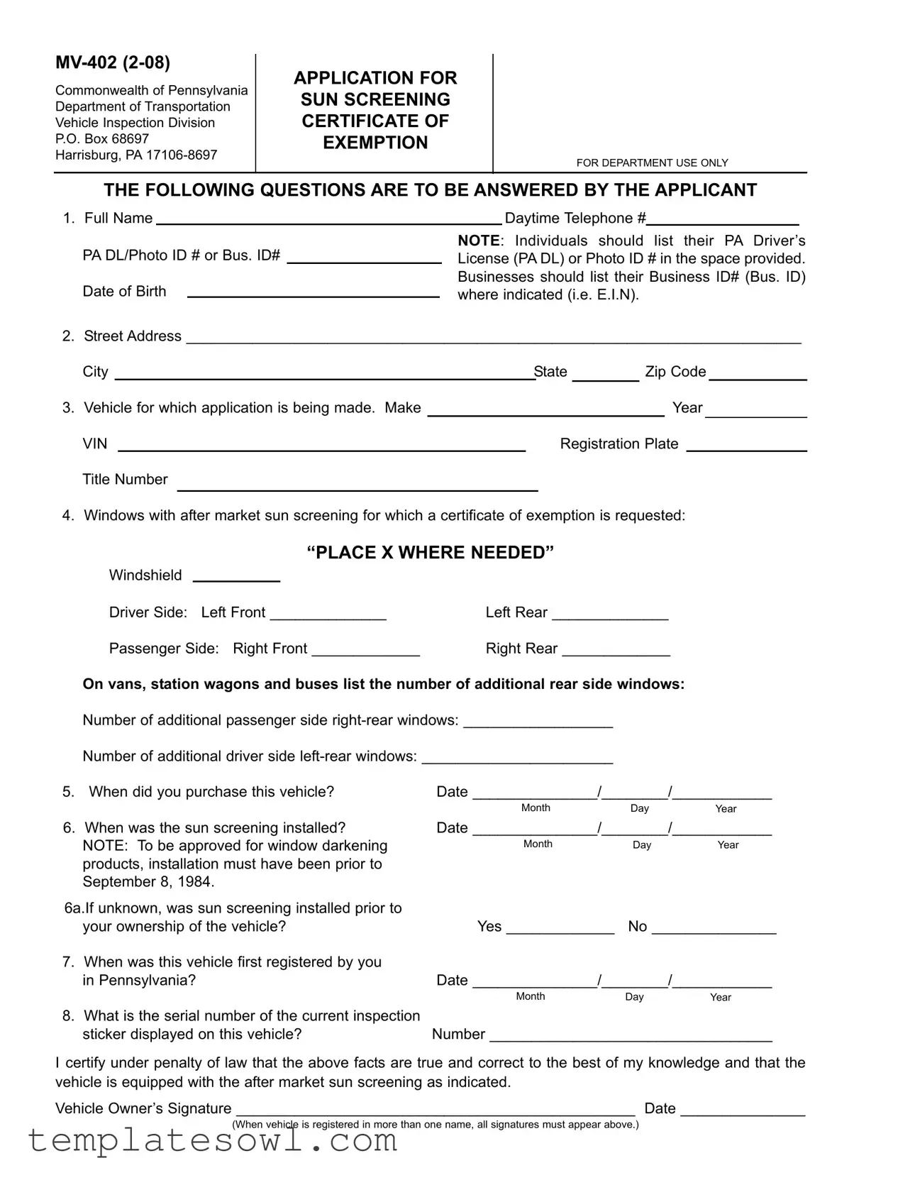 Fill Out Your Mv 402 Form