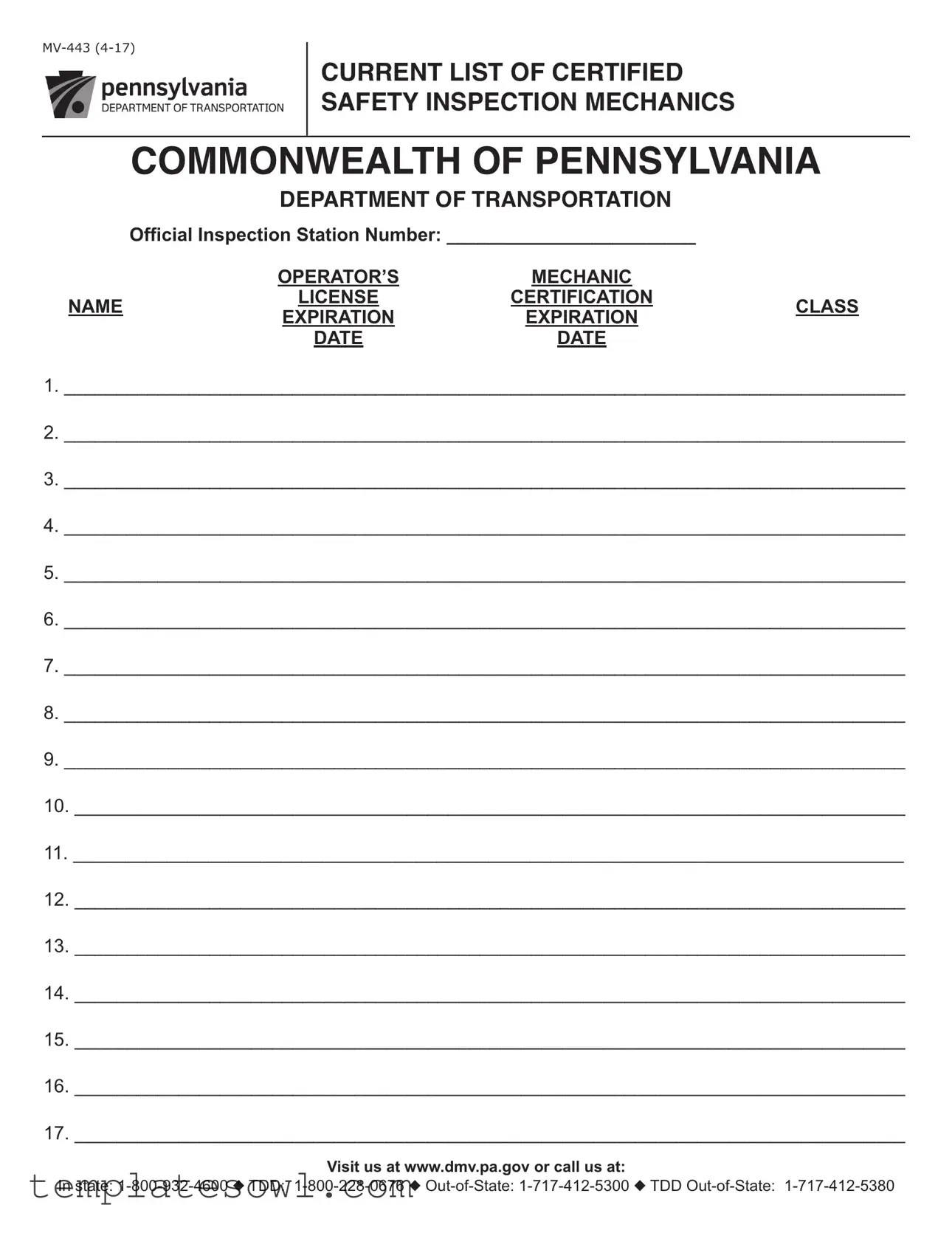 Fill Out Your Mv 443 Form