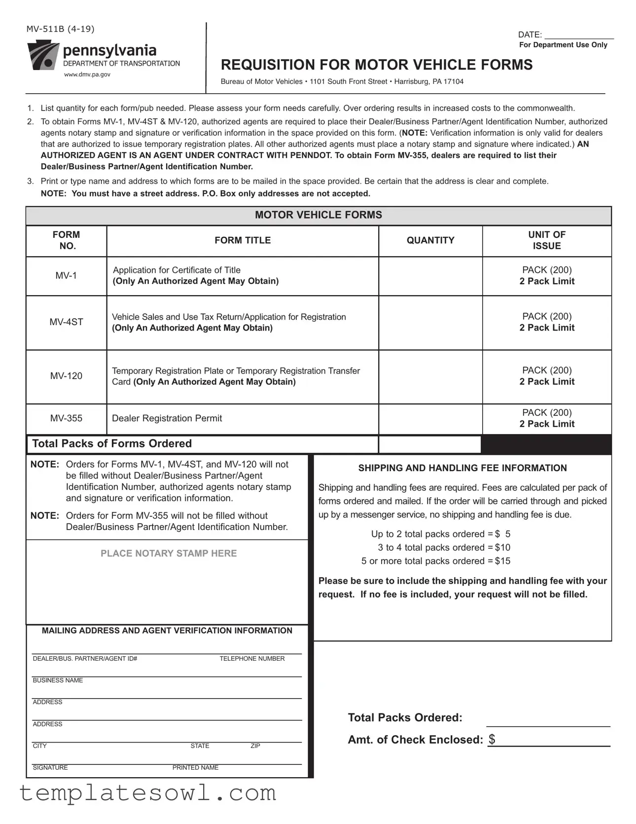 Fill Out Your Mv 511B Form