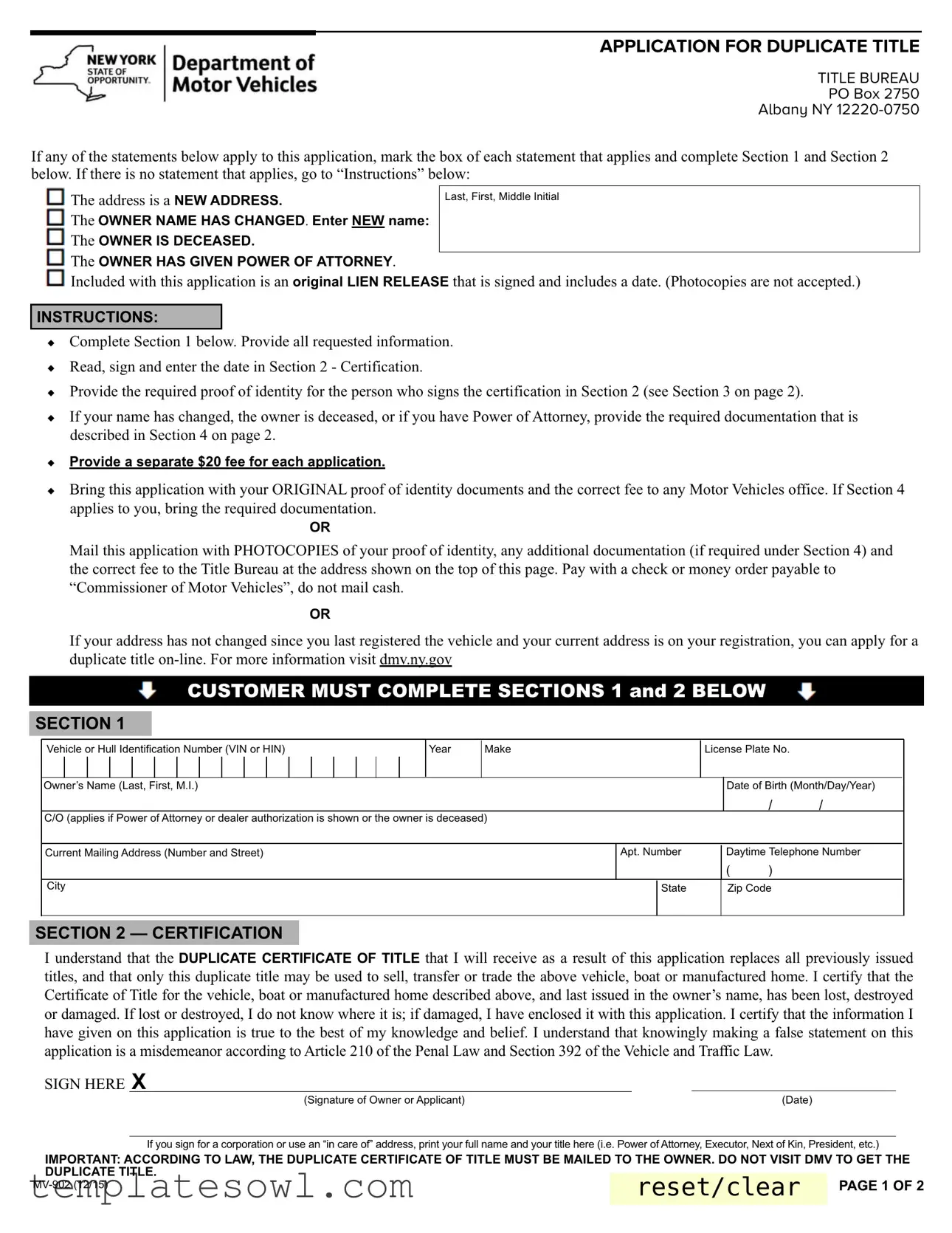 Fill Out Your Mv 902 Form