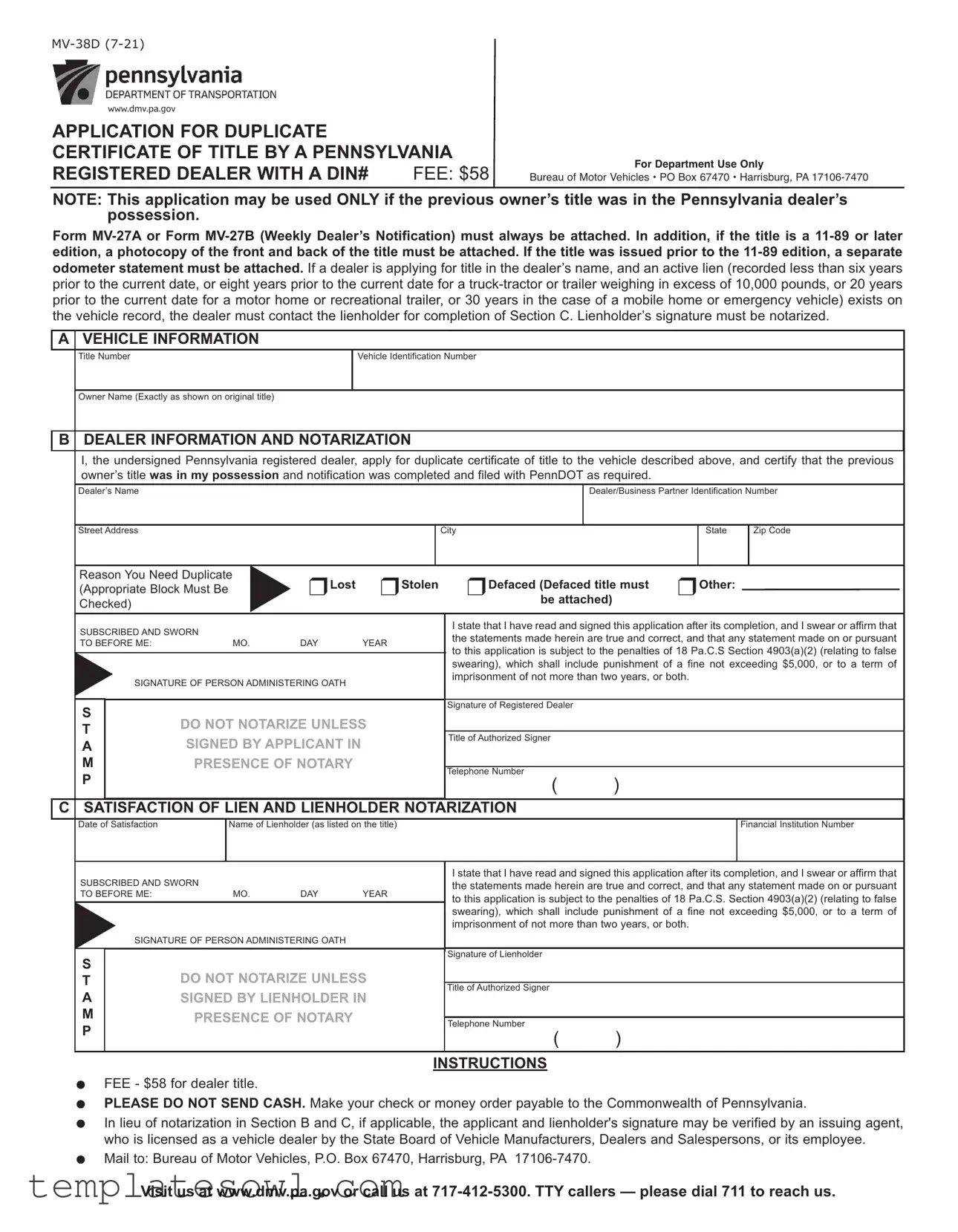 Fill Out Your Mv38D Form