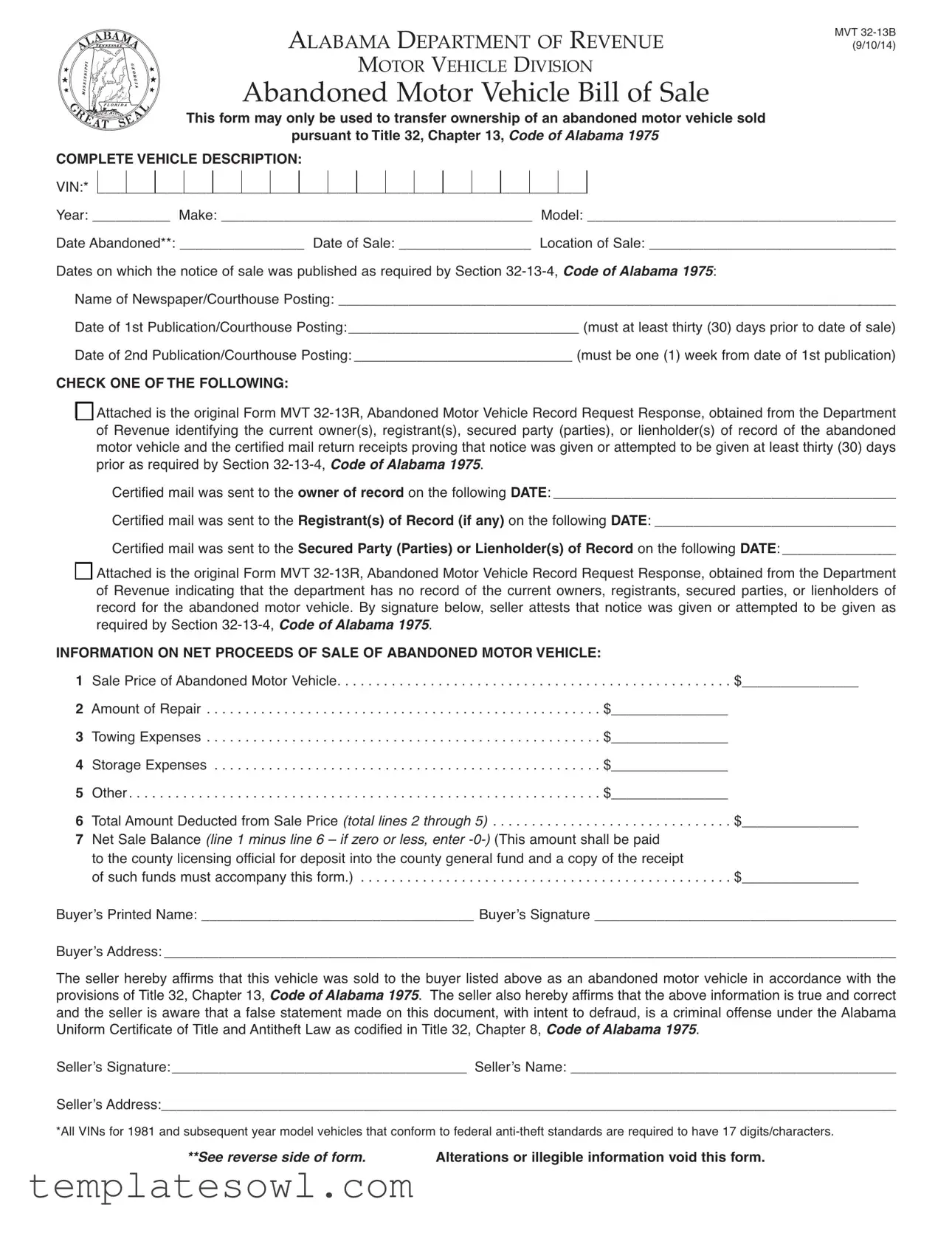 Fill Out Your Mvt 32 13B Form