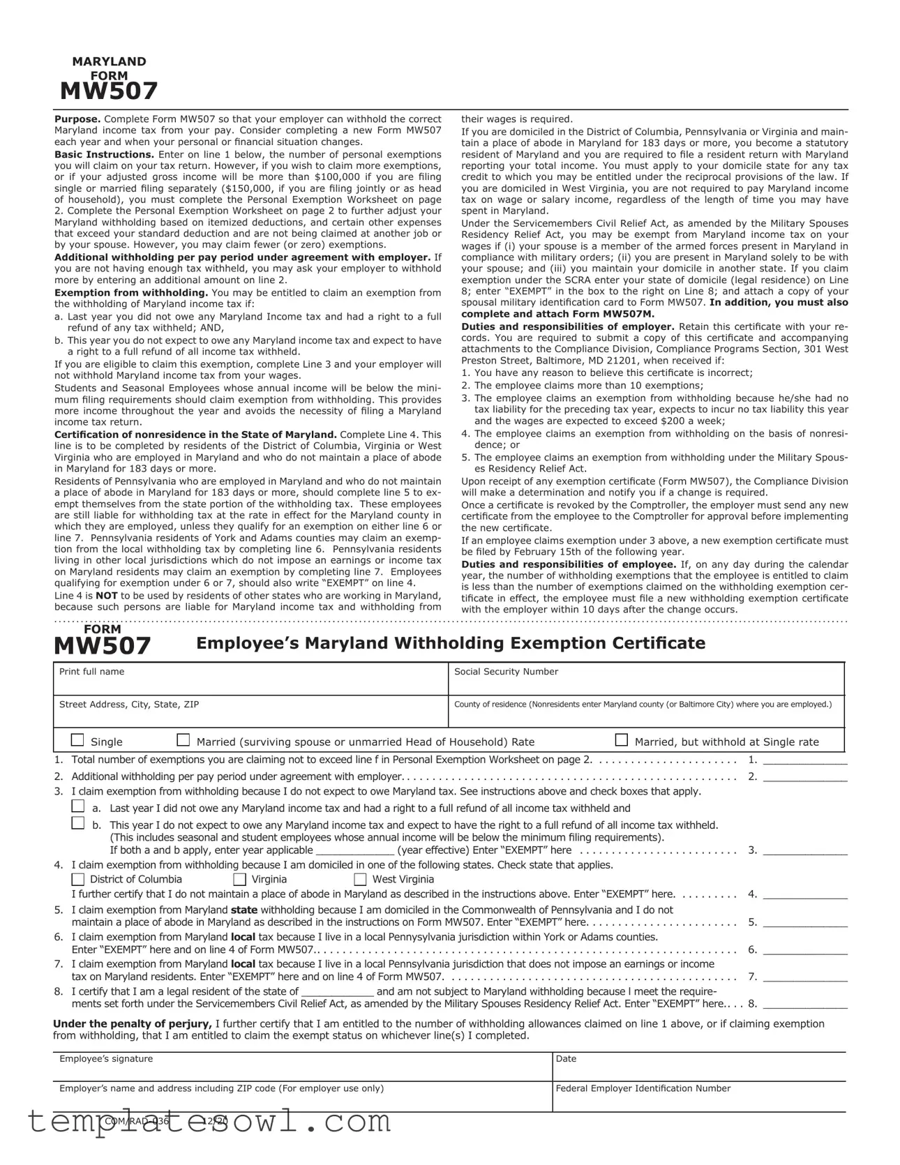 Fill Out Your Mw 507 Example Form