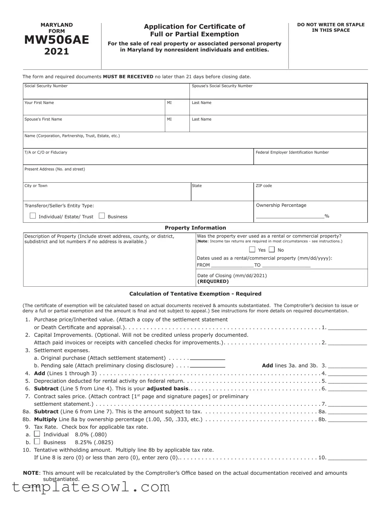 Fill Out Your Mw506Ae Form
