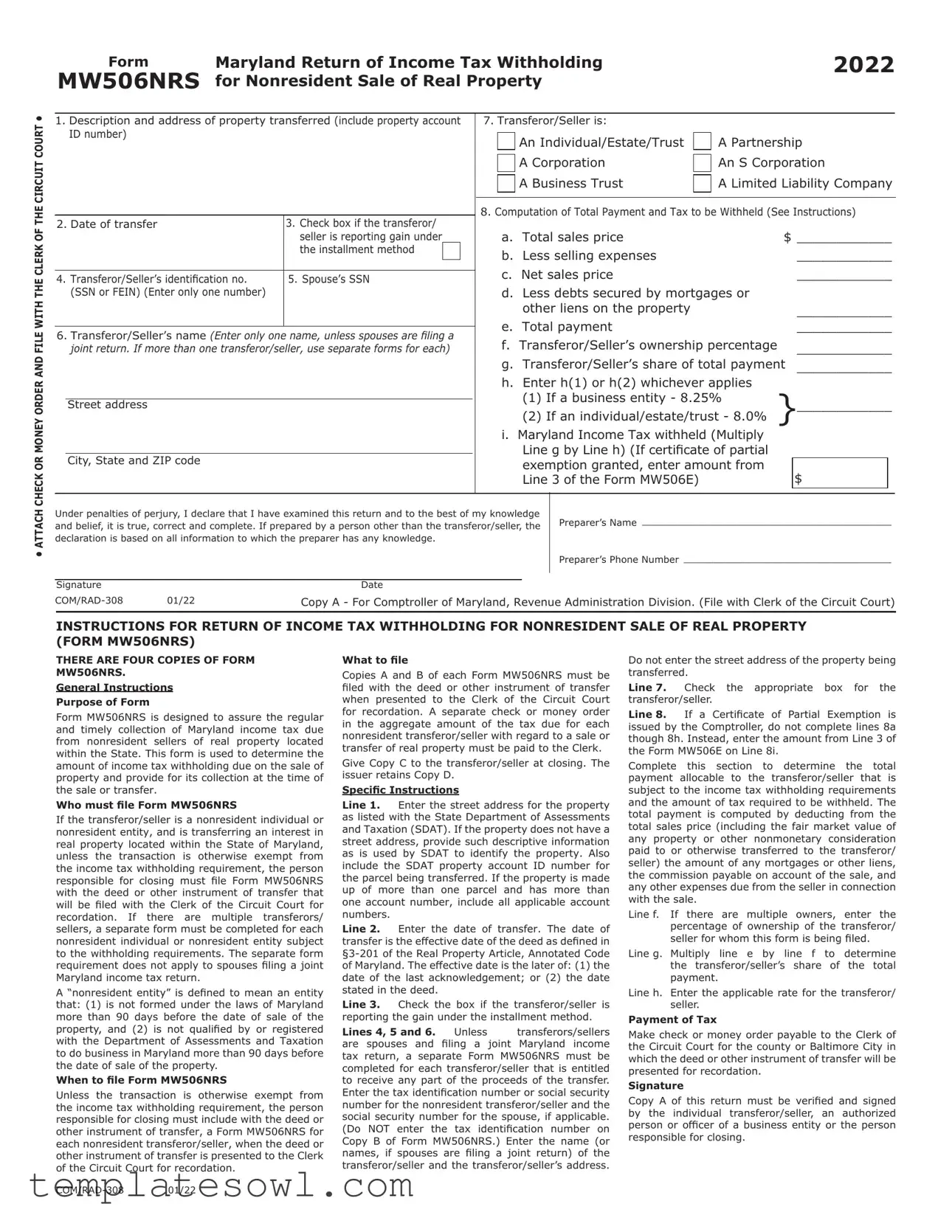 Fill Out Your Mw506Nrs Form