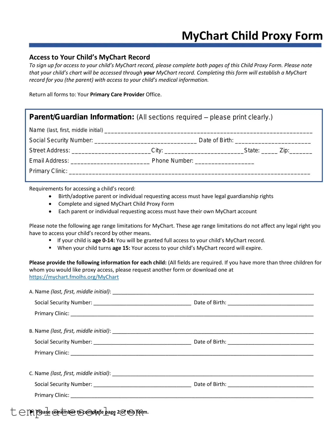 Fill Out Your Mychart Child Proxy Form
