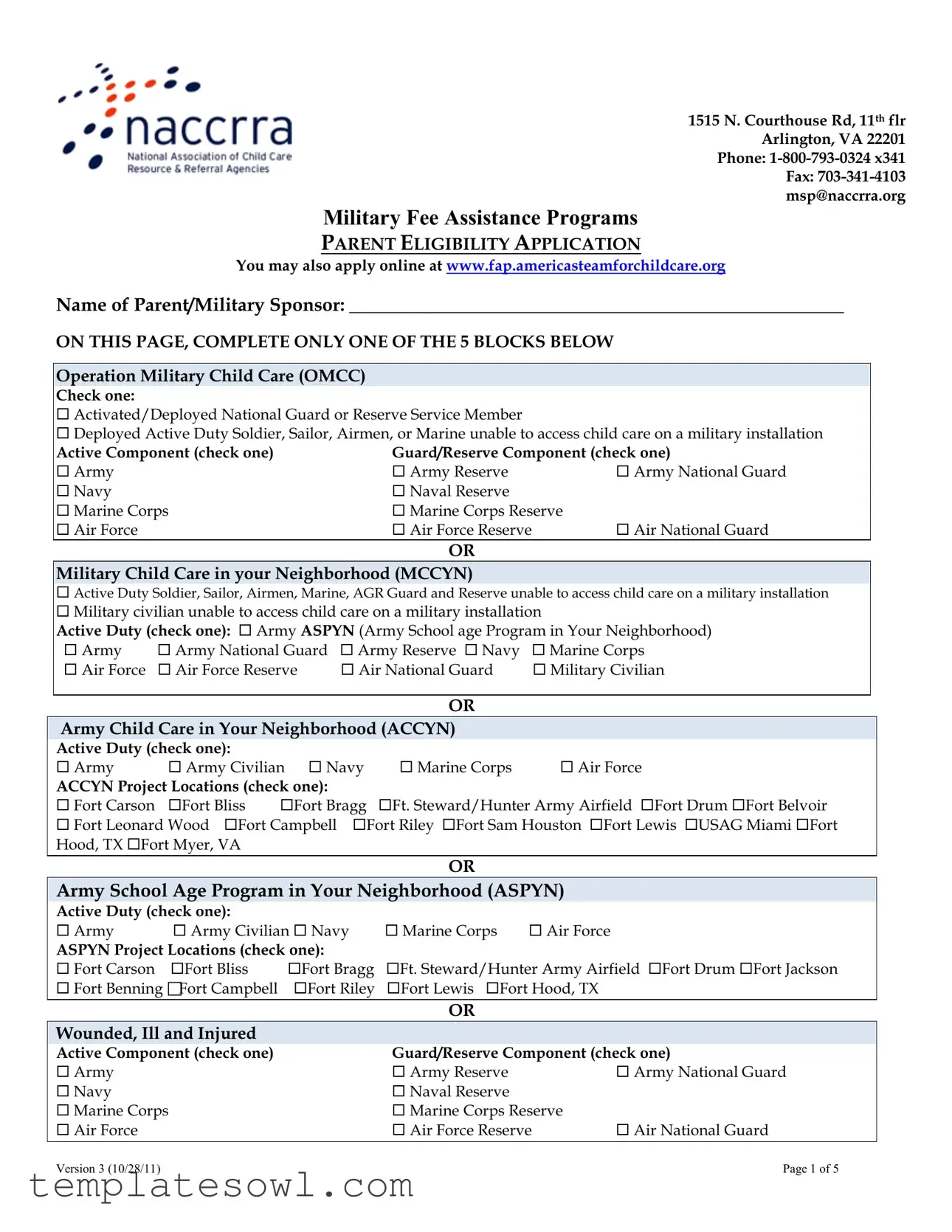 Fill Out Your Naccrra Application Form