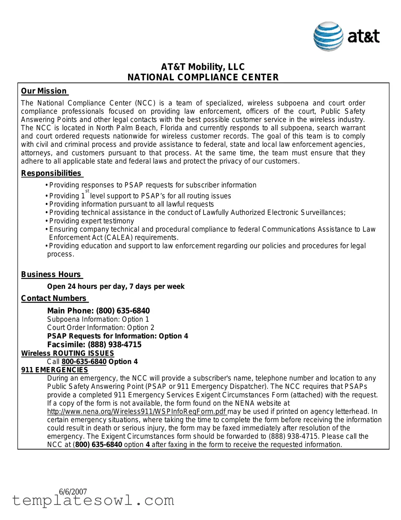 Fill Out Your National Compliance Center Form
