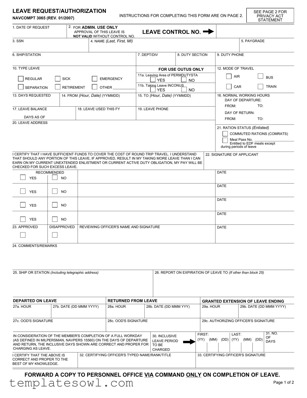 Fill Out Your Navcompt 3065 Form