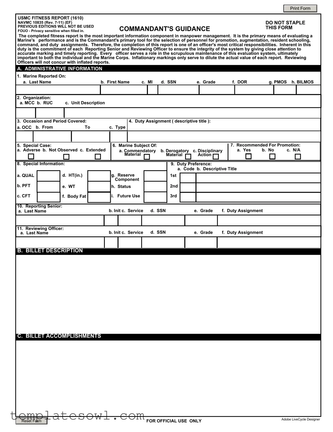 Fill Out Your Navmc 10835 Form