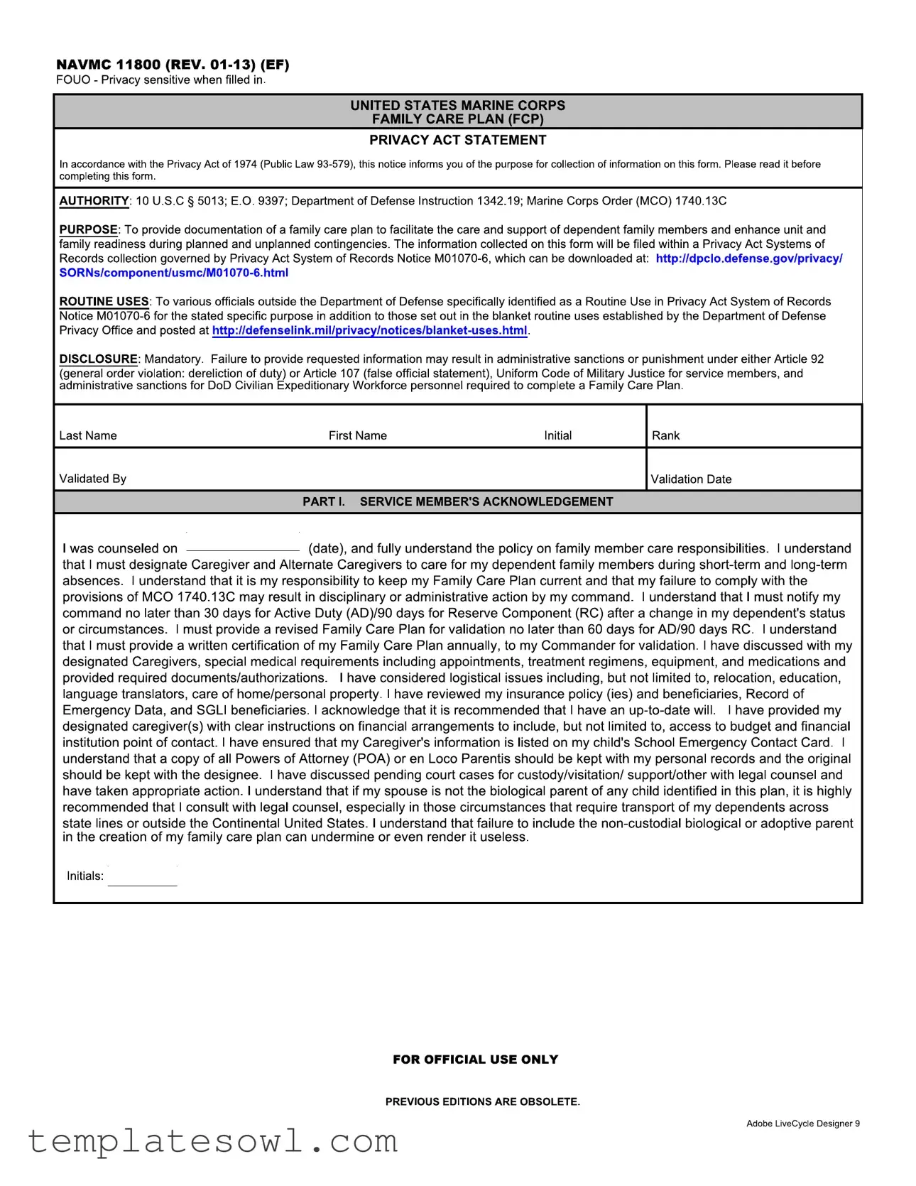 Fill Out Your Navmc 11800 Form