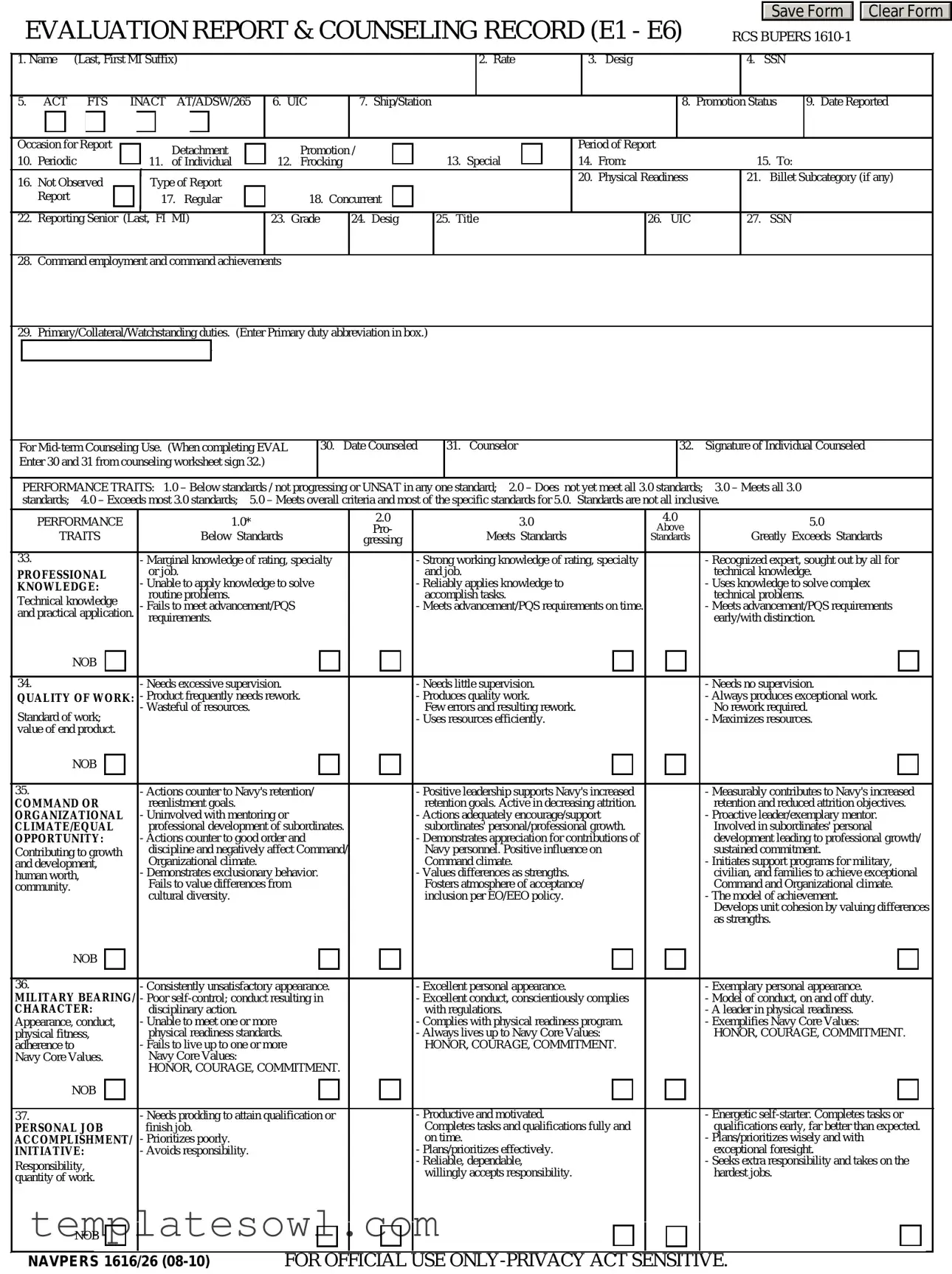Fill Out Your Navy Evaluation Form
