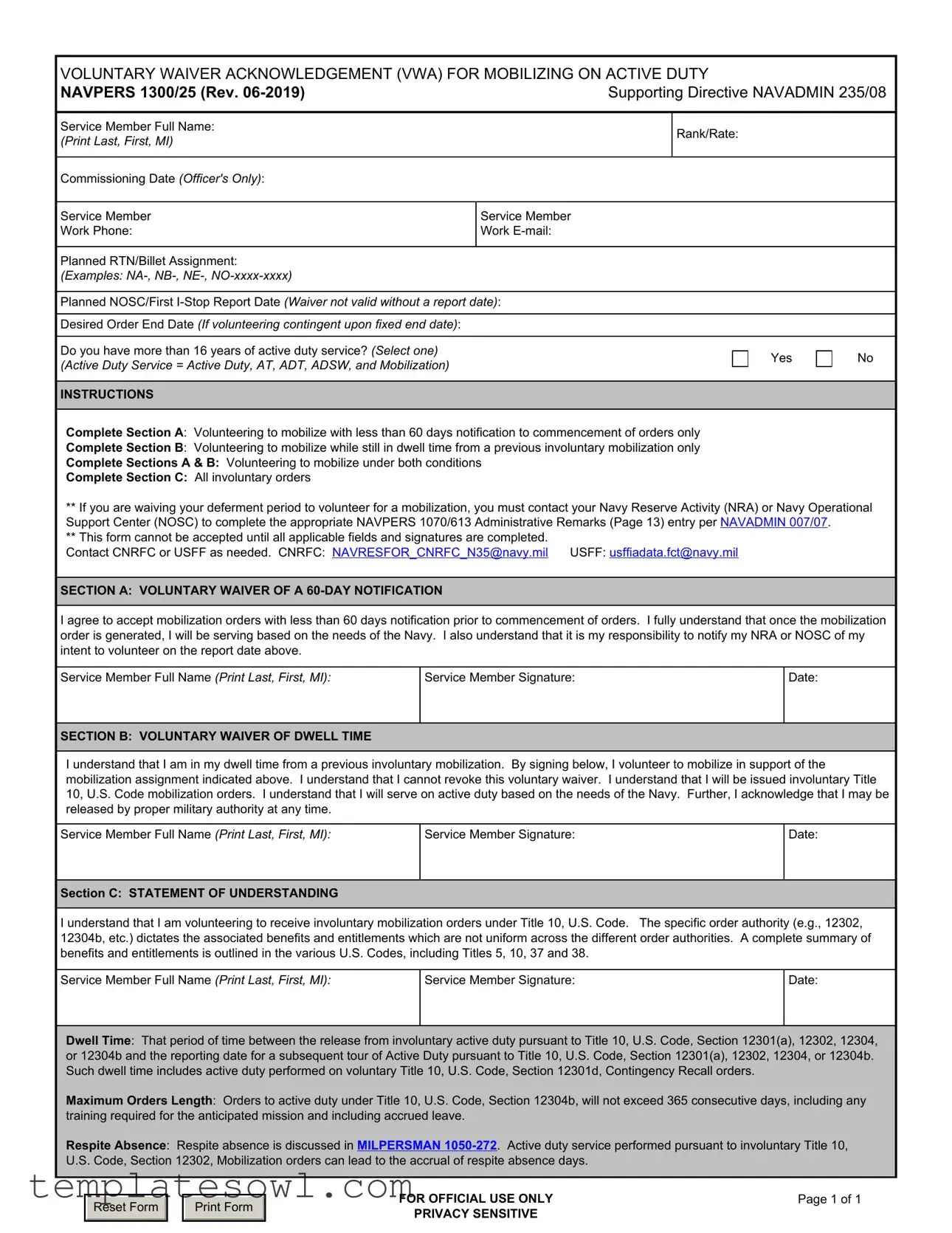 Fill Out Your Navy Mobilizing Vwa Form