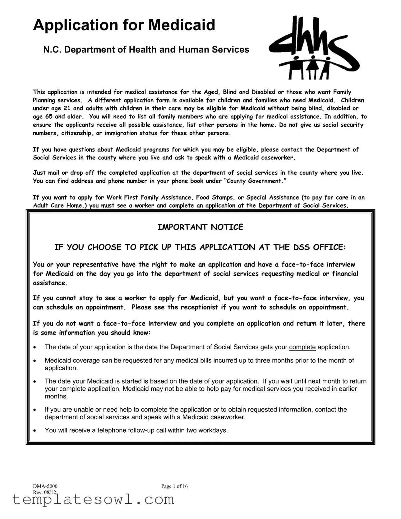 Fill Out Your Nc Application Medicaid Form