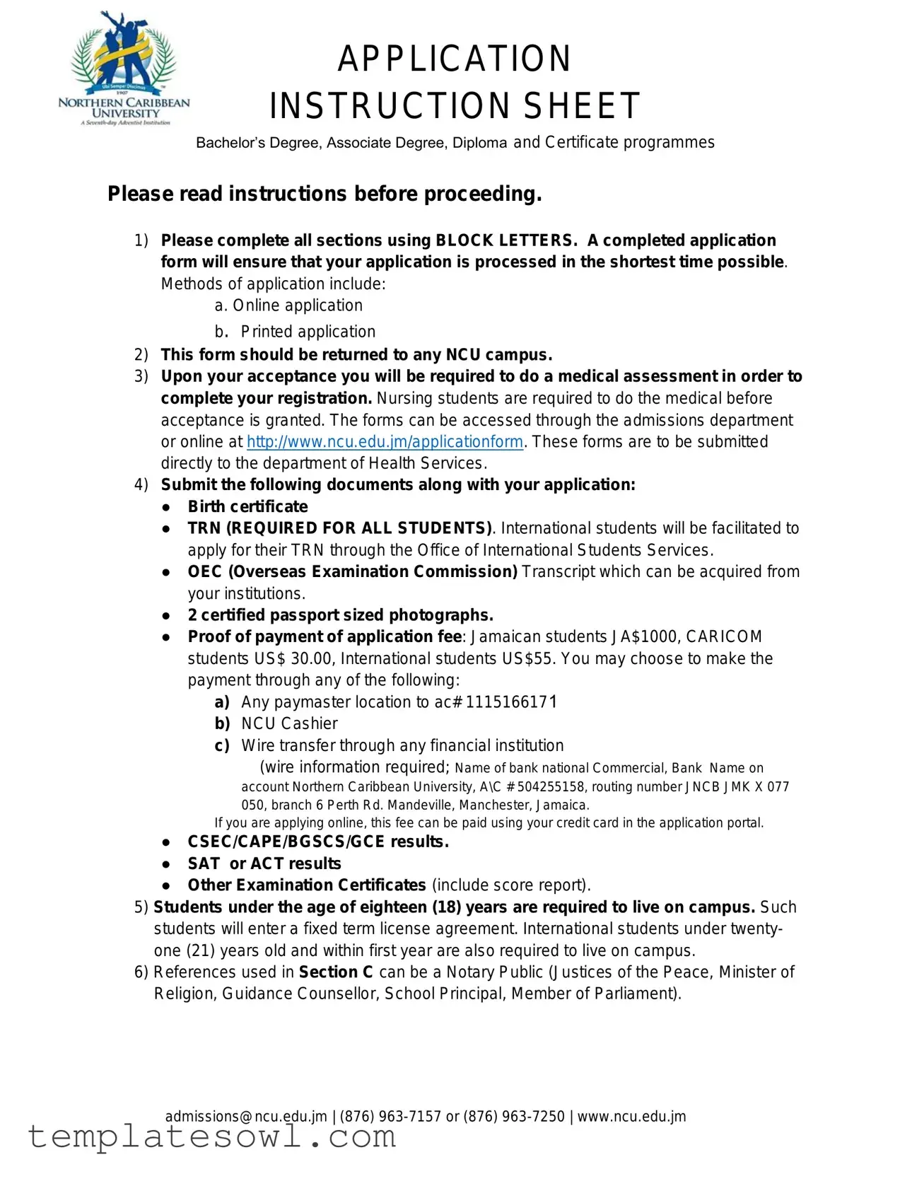 Fill Out Your Ncu Application Form