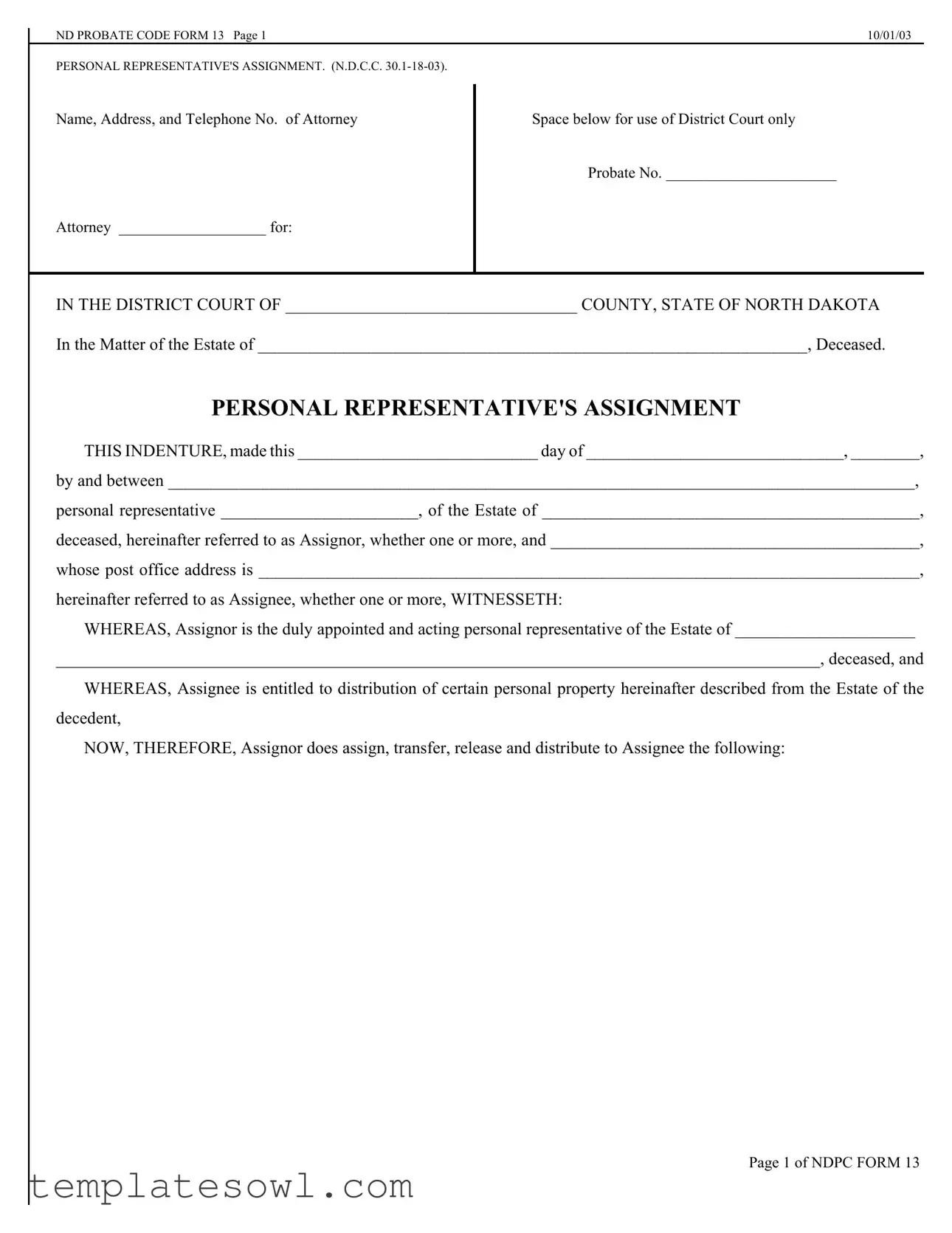Fill Out Your Ndpc 13 Form