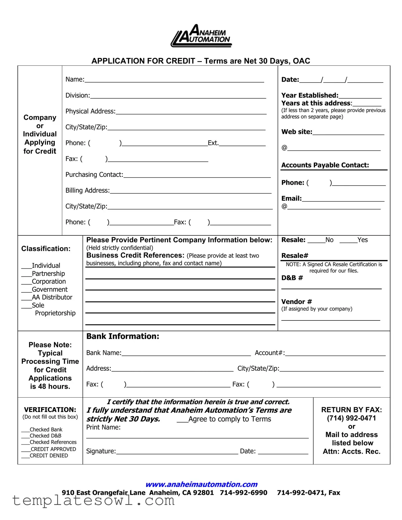 Fill Out Your Net 30 Terms Order Form