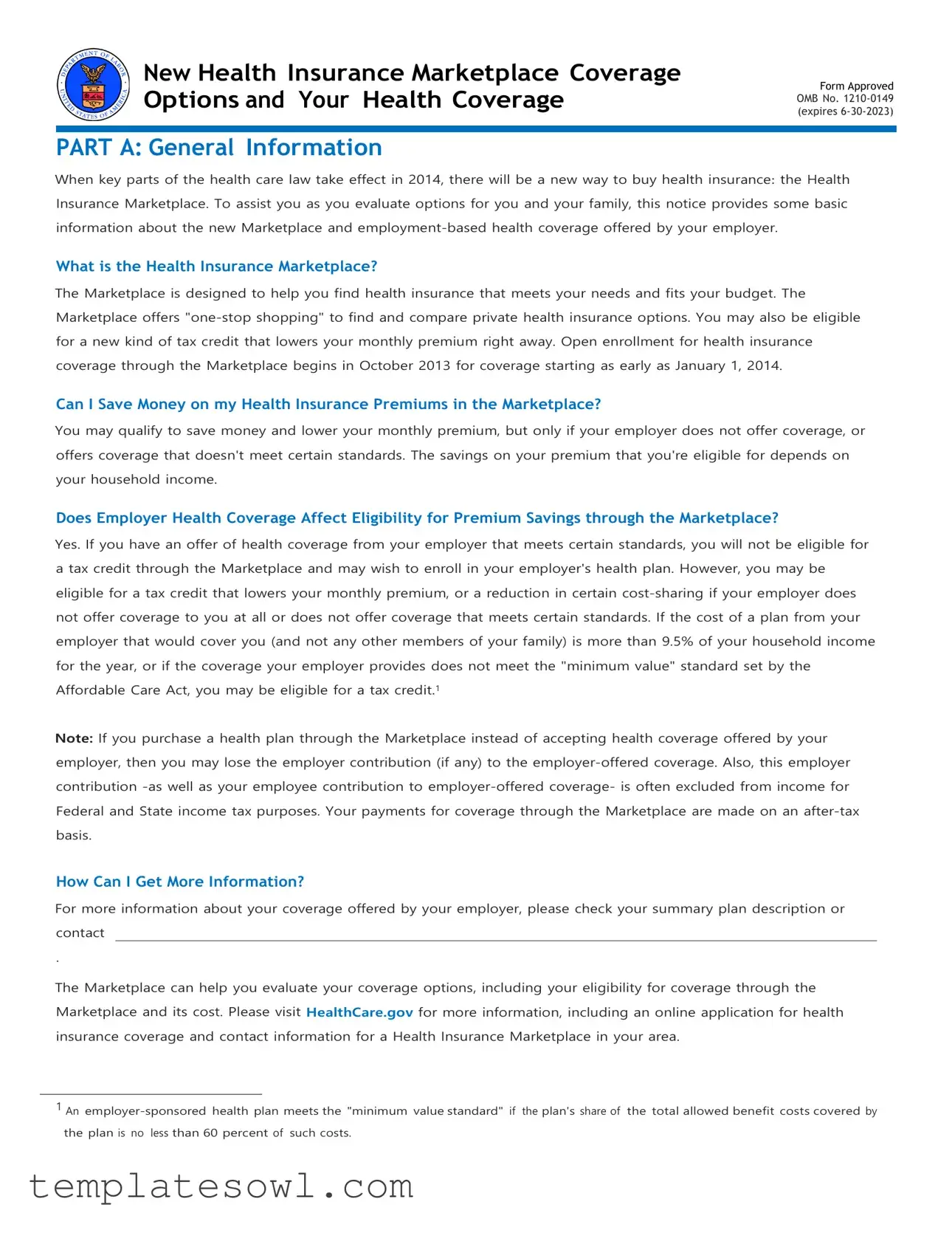 Fill Out Your New Health Marketplace Coverage Form