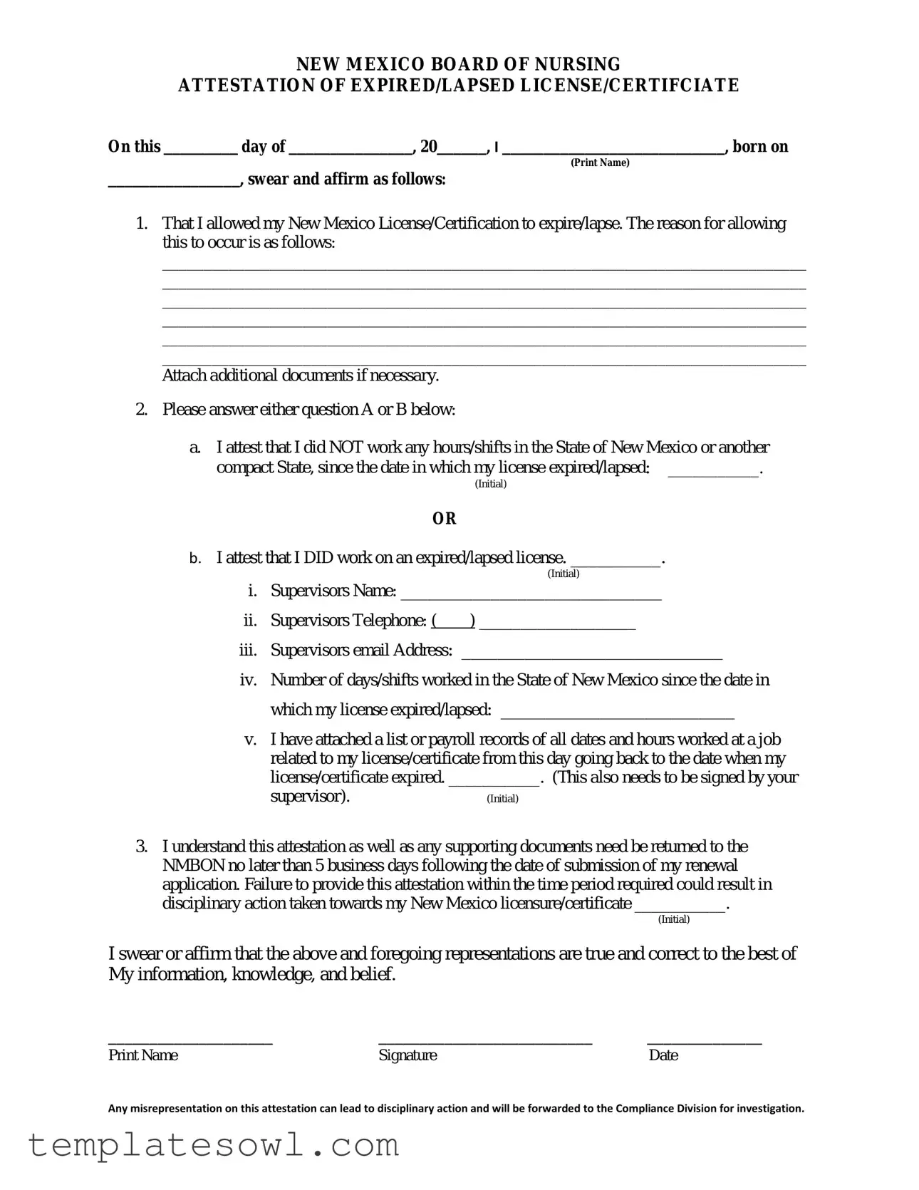 Fill Out Your New Mexico Board Of Nursing Form