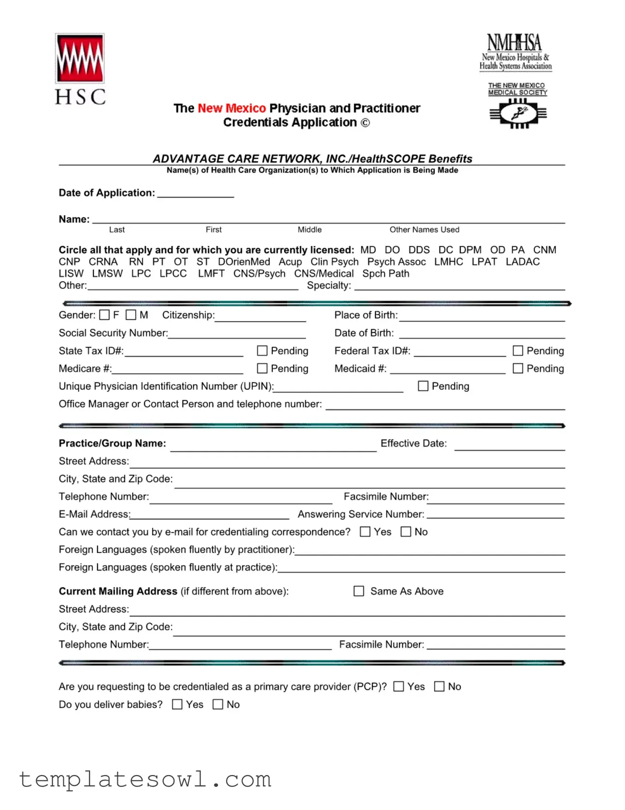 Fill Out Your New Mexico Credentialing Application Form