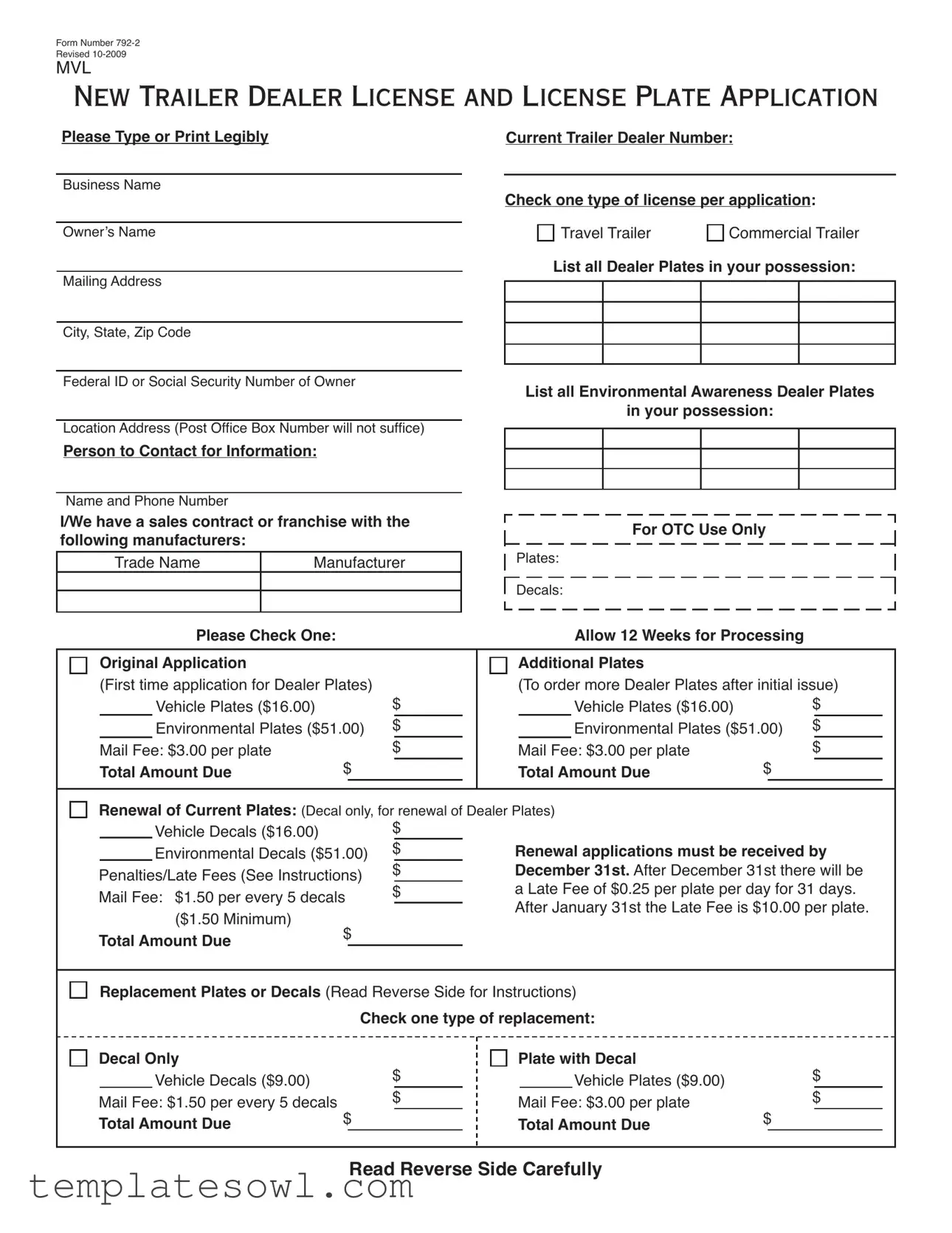 Fill Out Your New Trailer Dealer License Form