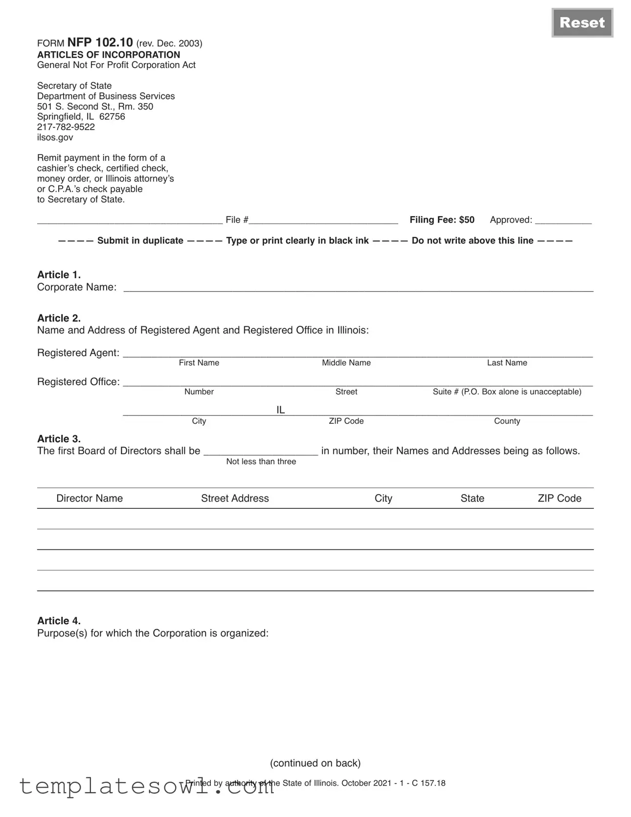 Fill Out Your Nfp 102 10 Form