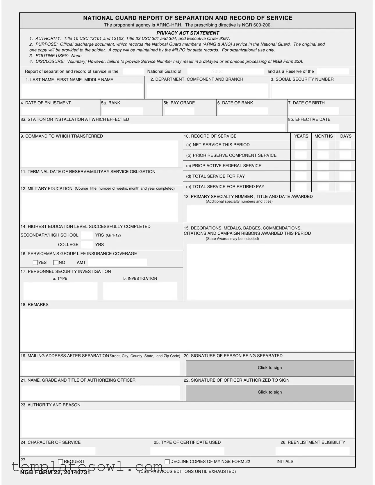Fill Out Your Ngb 22 Form