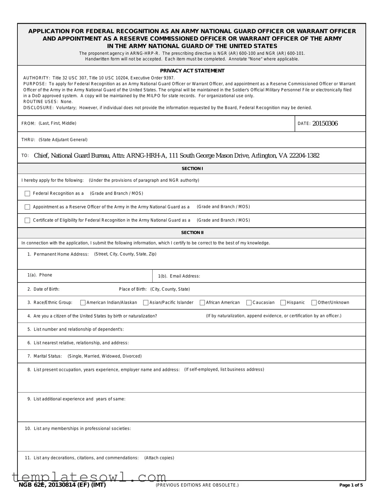 Fill Out Your Ngb 62E Form