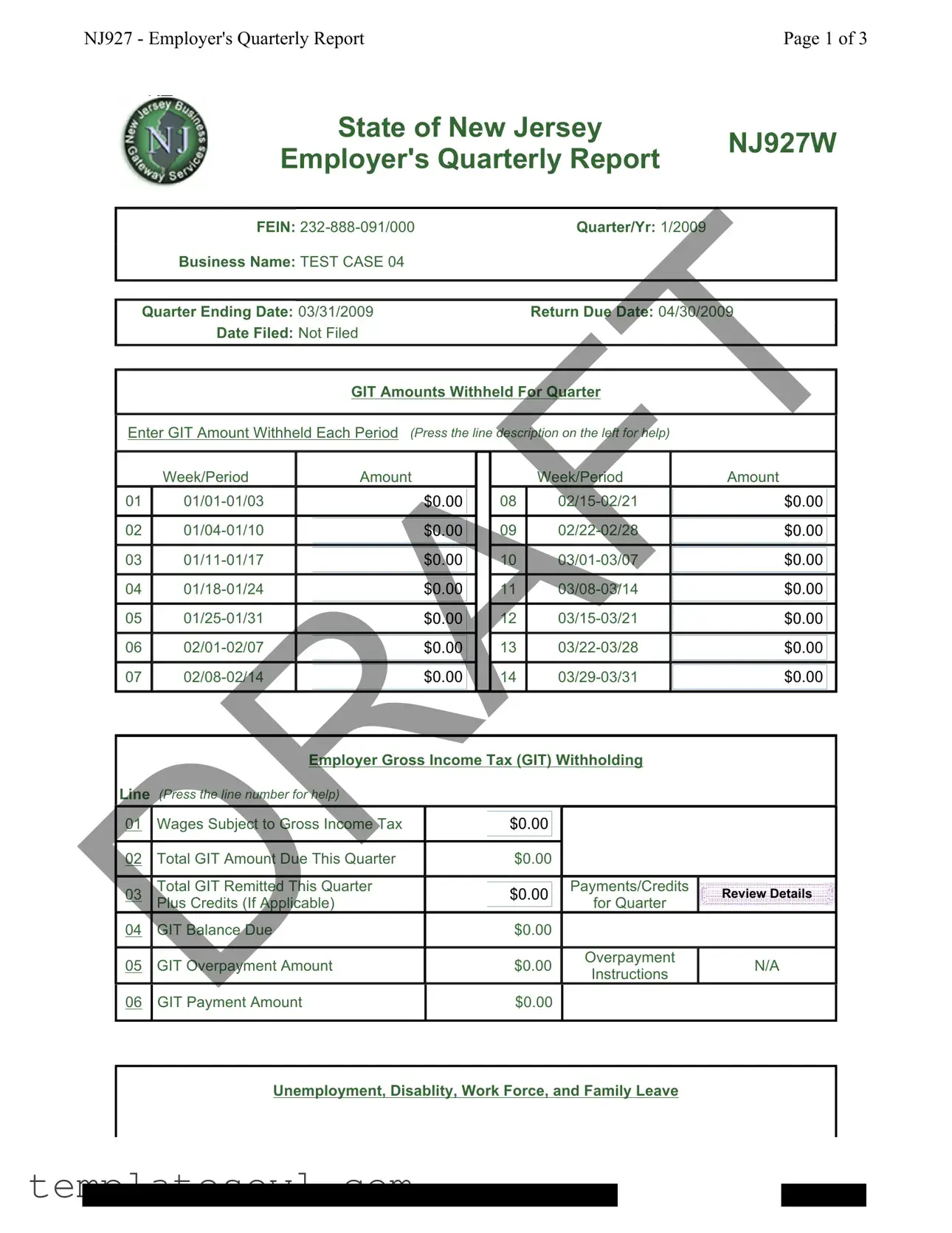 Fill Out Your Nj 927 W Form
