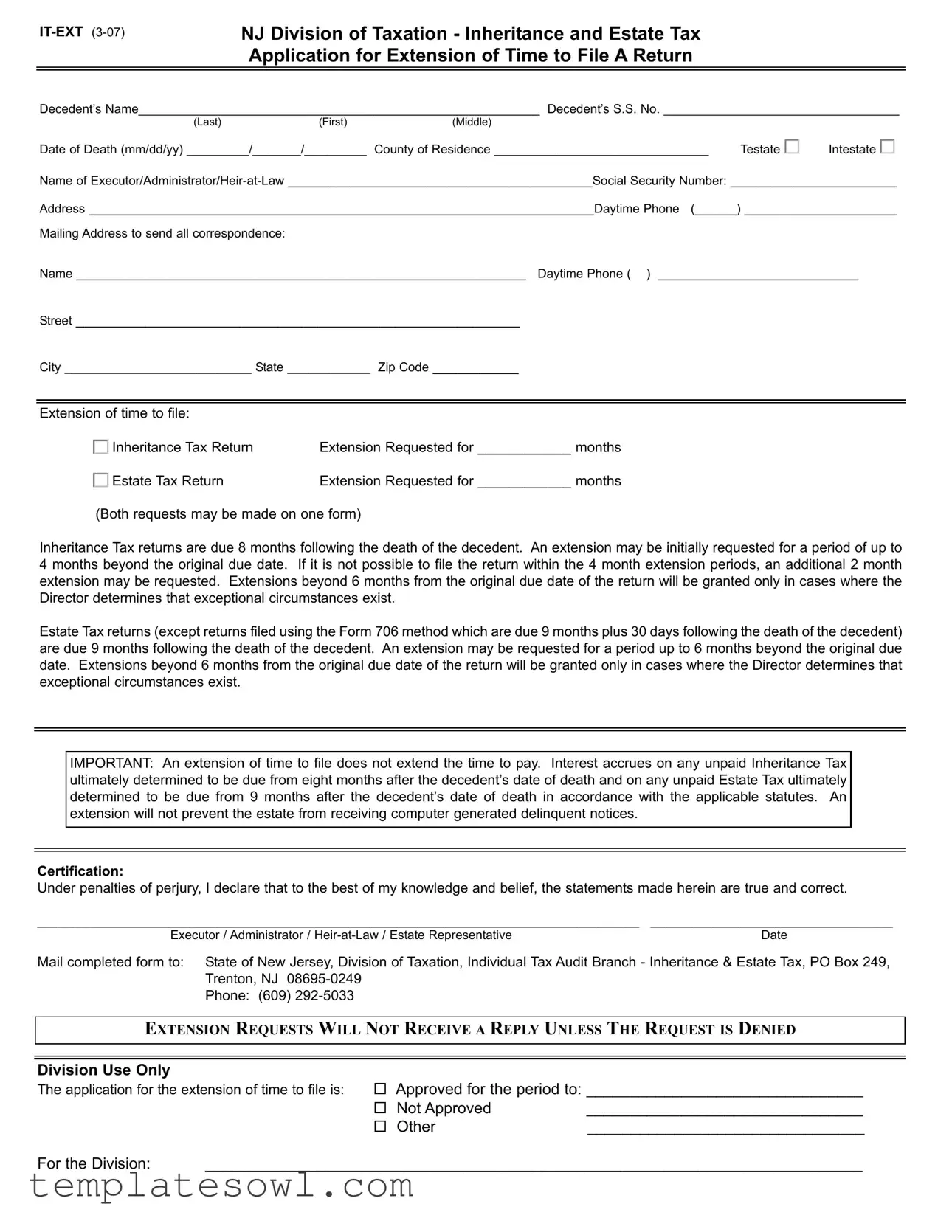 Fill Out Your Nj Estate Form