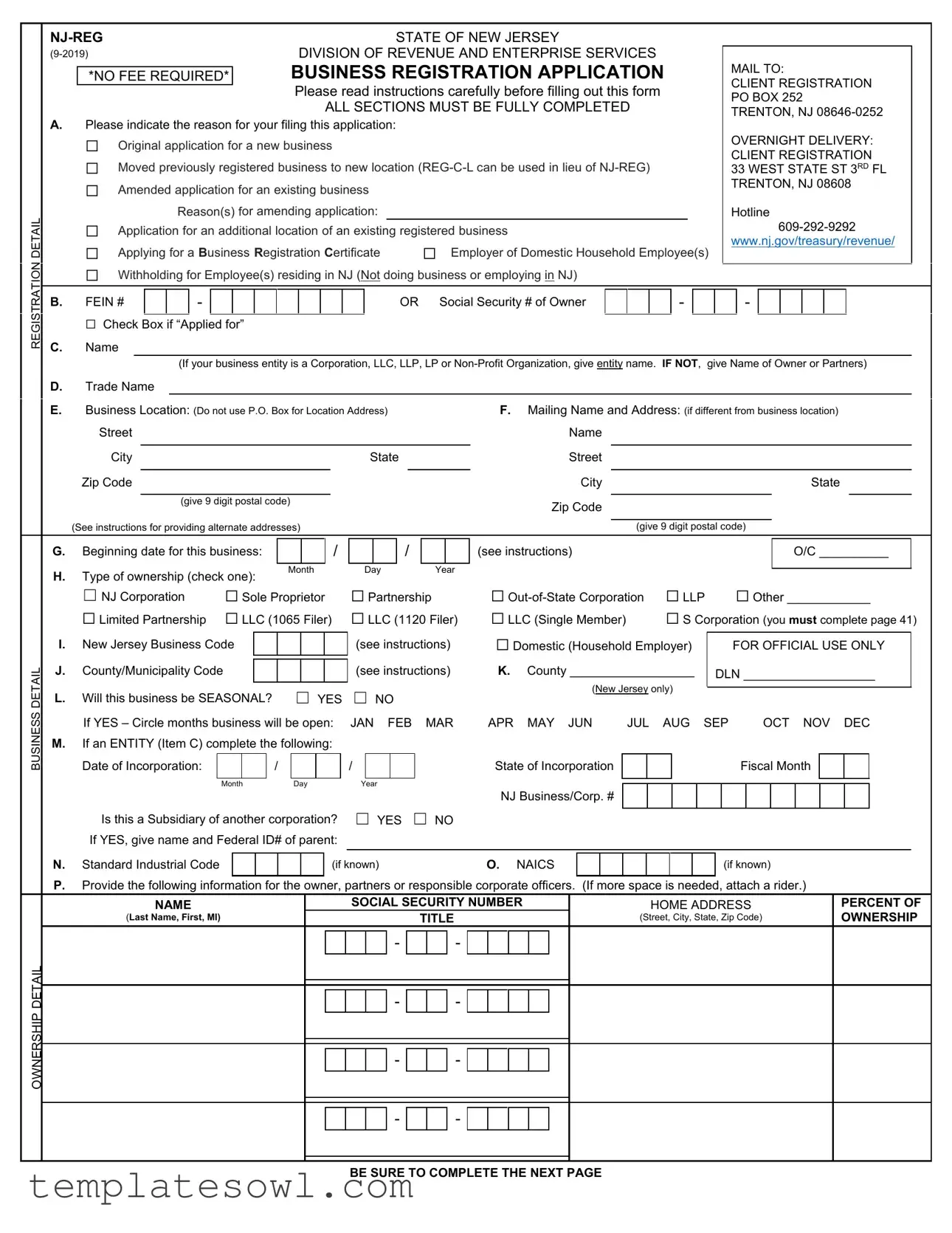 Fill Out Your Nj Reg Form