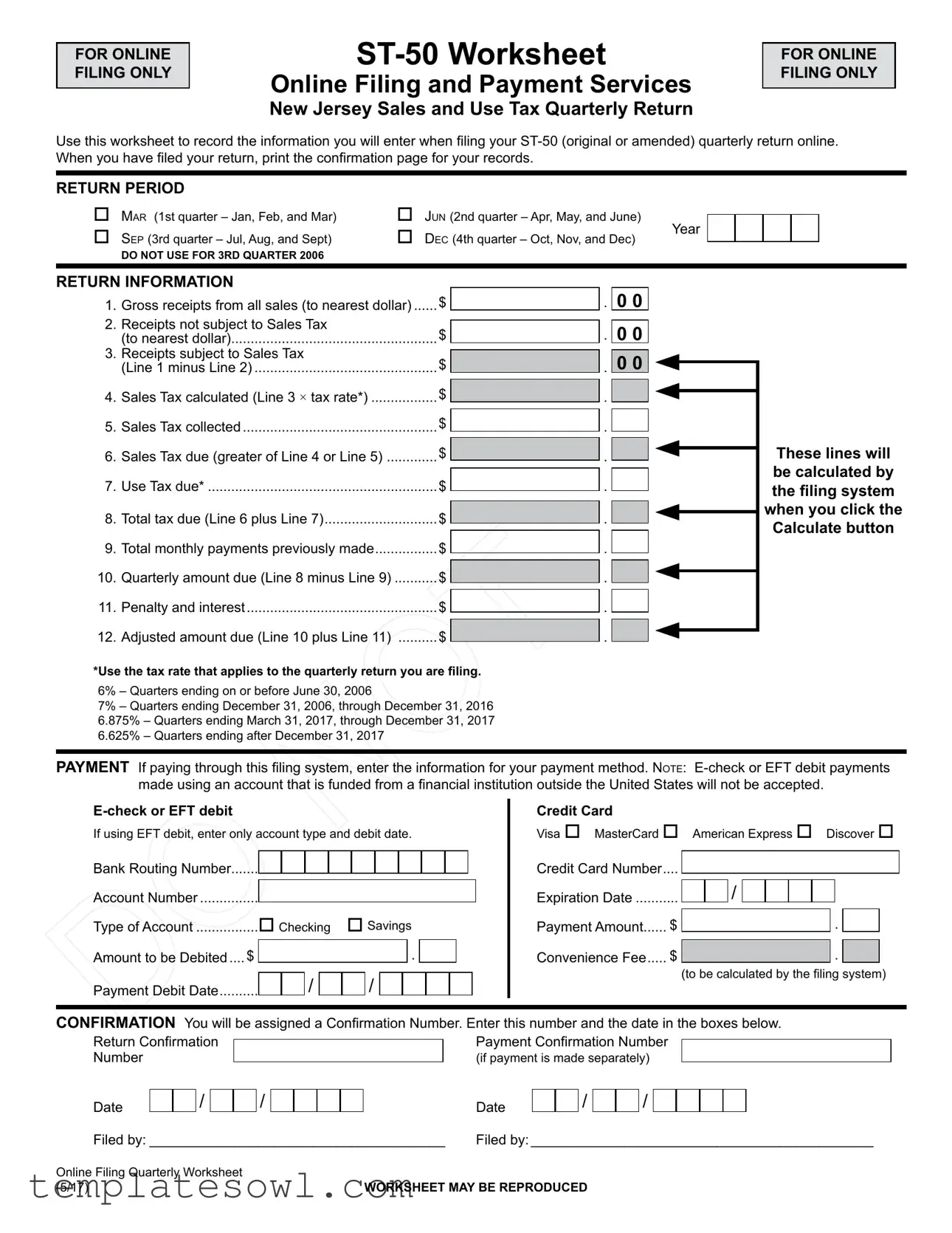 Fill Out Your Nj Sales Tax St 50 Form