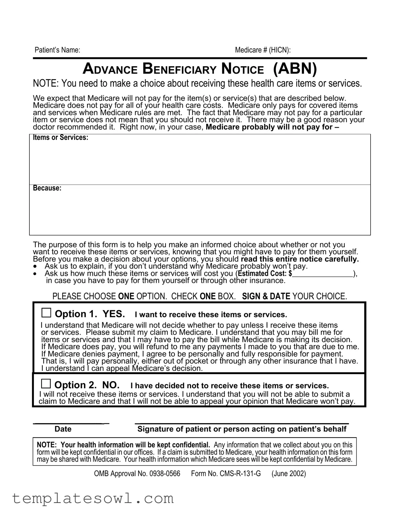 Fill Out Your No Cms R 131 G Form