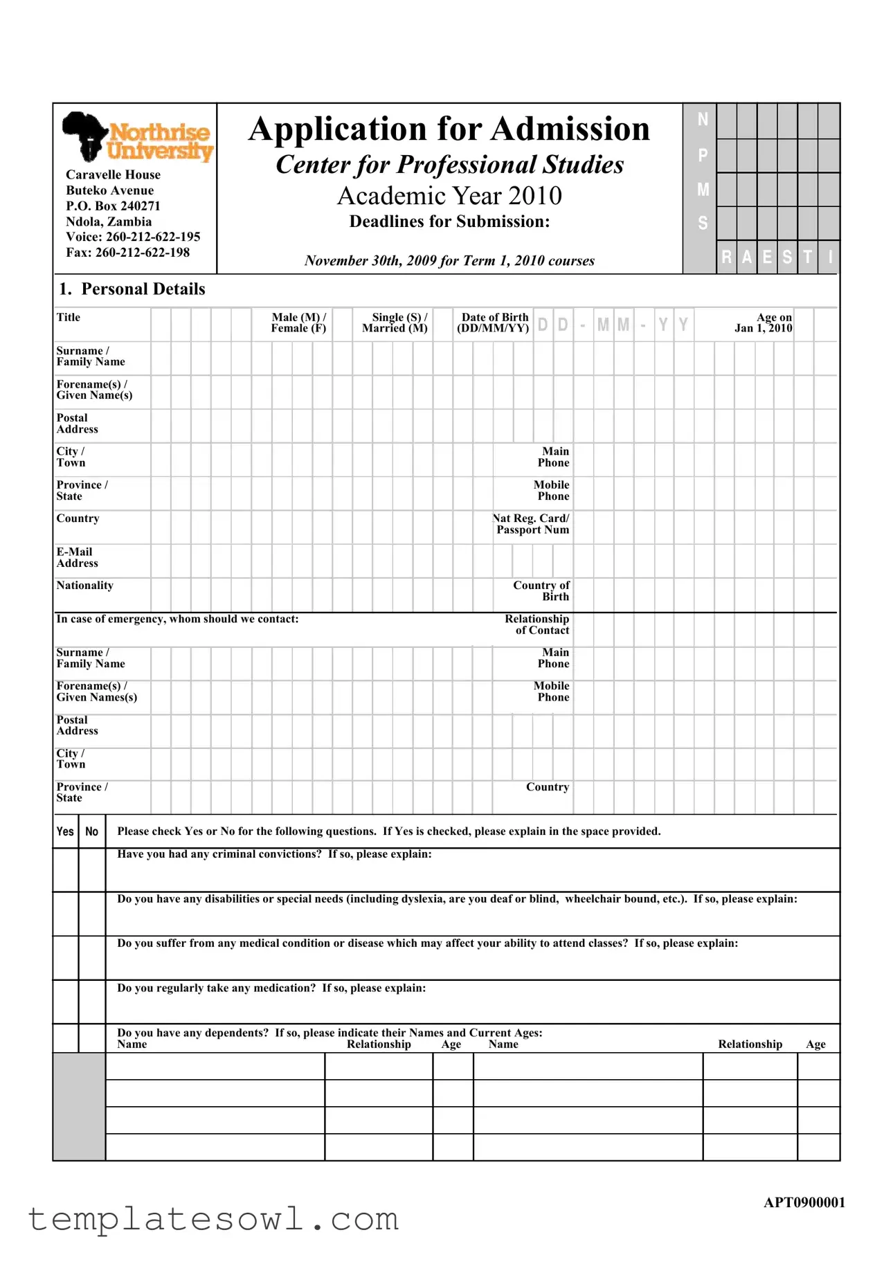 Fill Out Your Northrise University Application Form