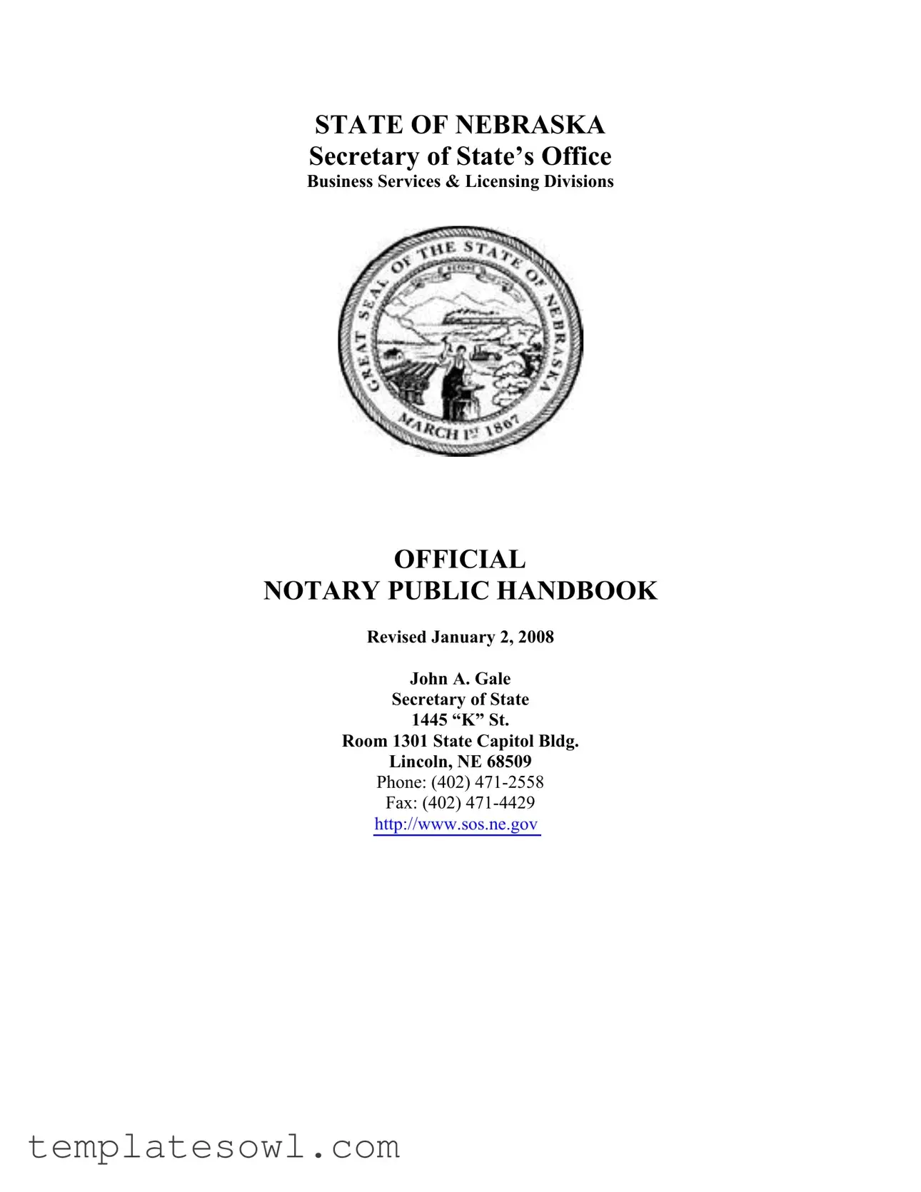 Fill Out Your Notary Handbook Nebraska Form