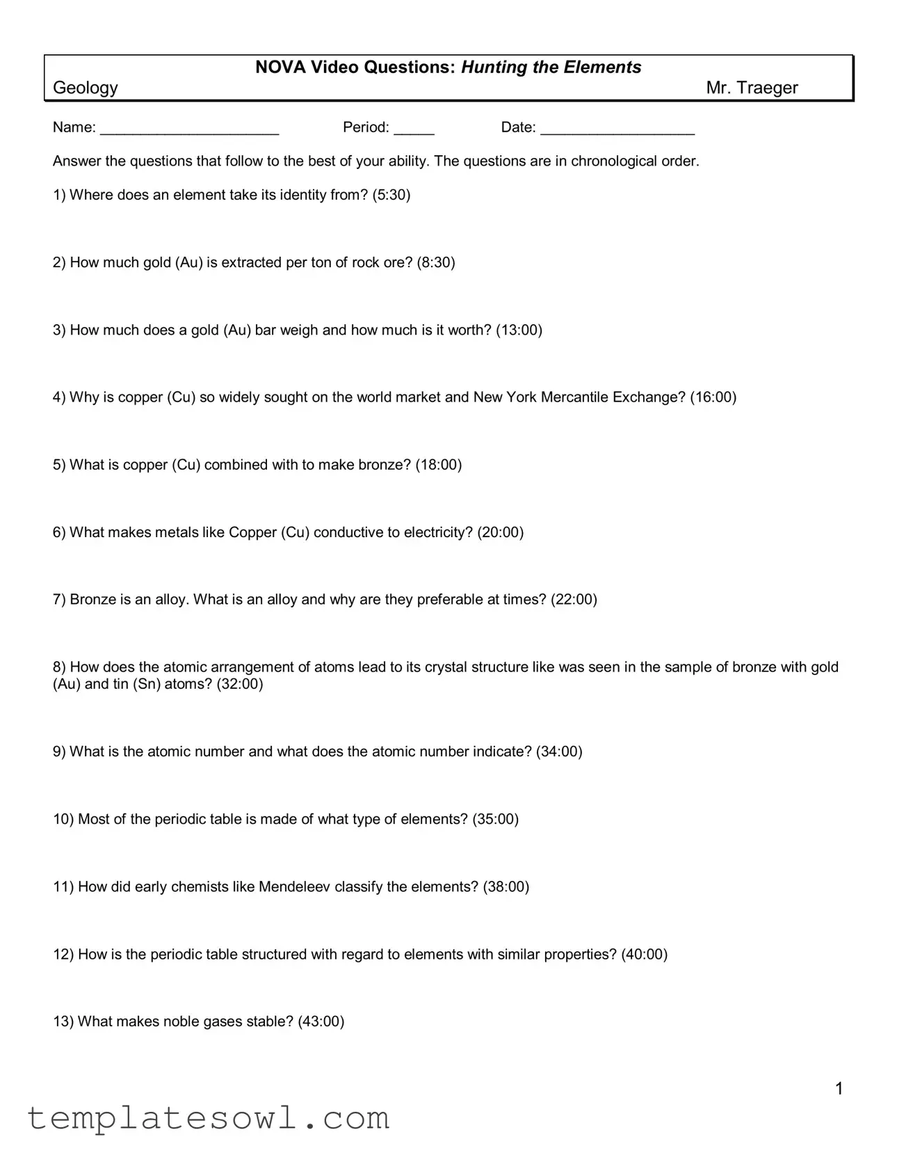 Fill Out Your Nova Video Questions Hunting The Elements Form