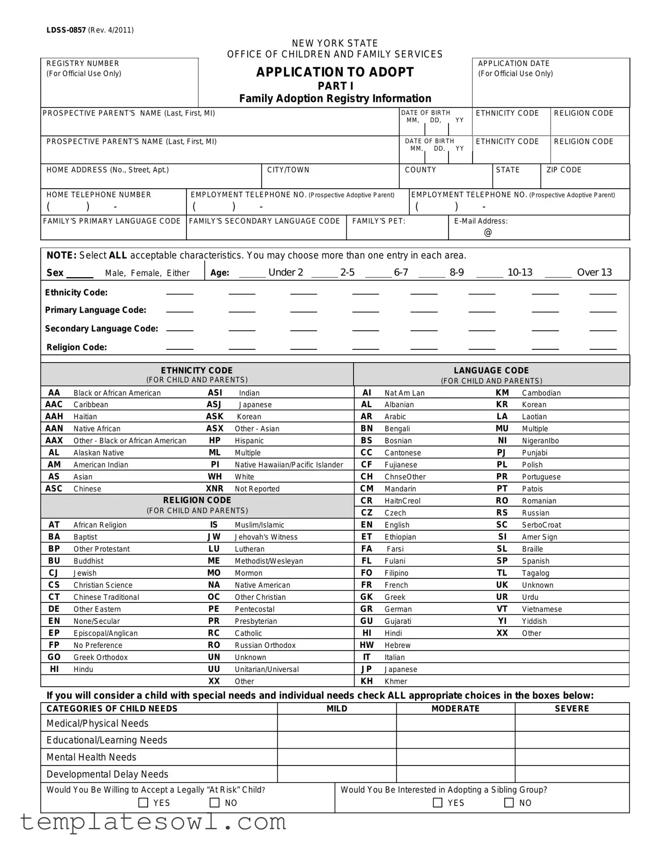 Fill Out Your Ny Adoption Form