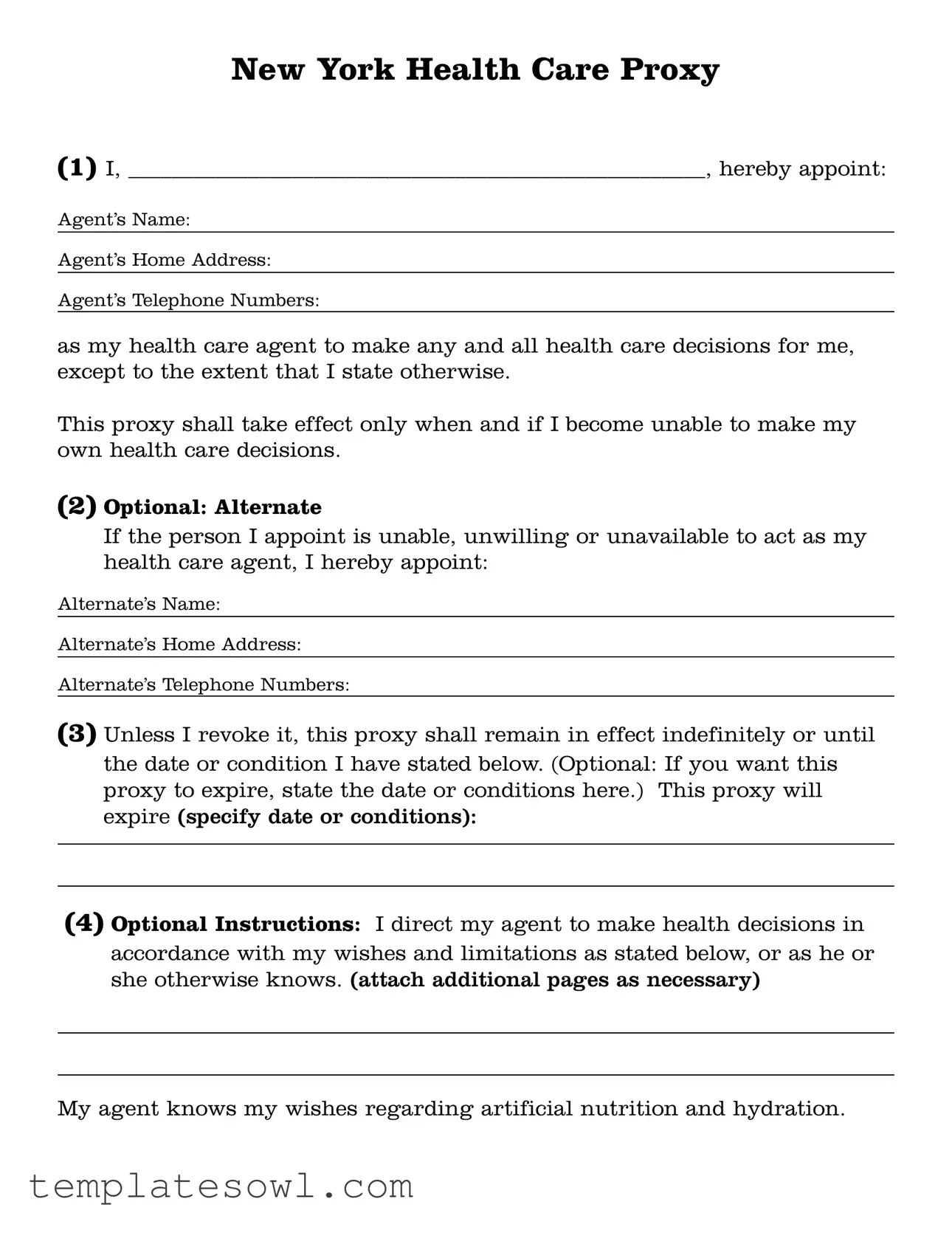 Fill Out Your Ny Health Proxy Form