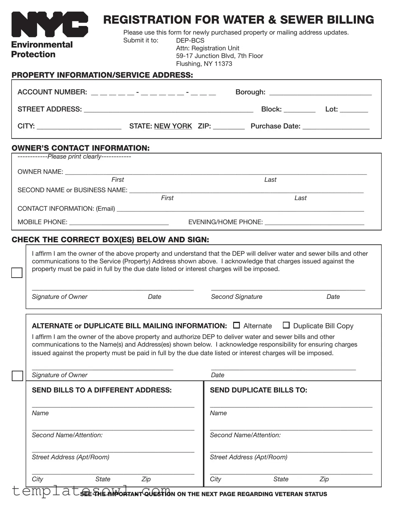 Fill Out Your Nyc Water Billing Form