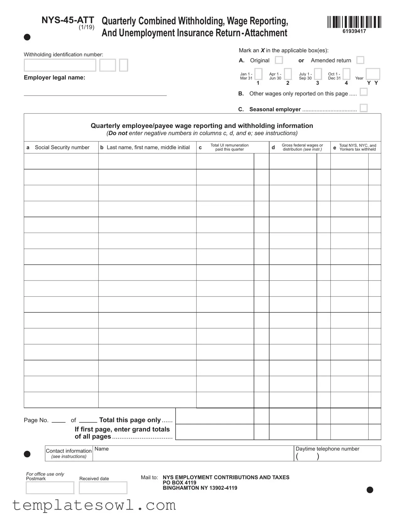 Fill Out Your Nys 45 Att Mn Form
