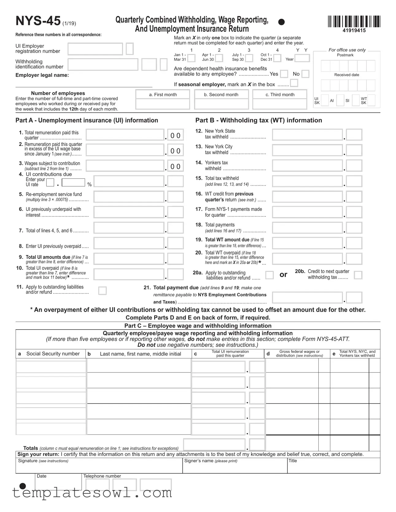 Fill Out Your Nys 45 Form