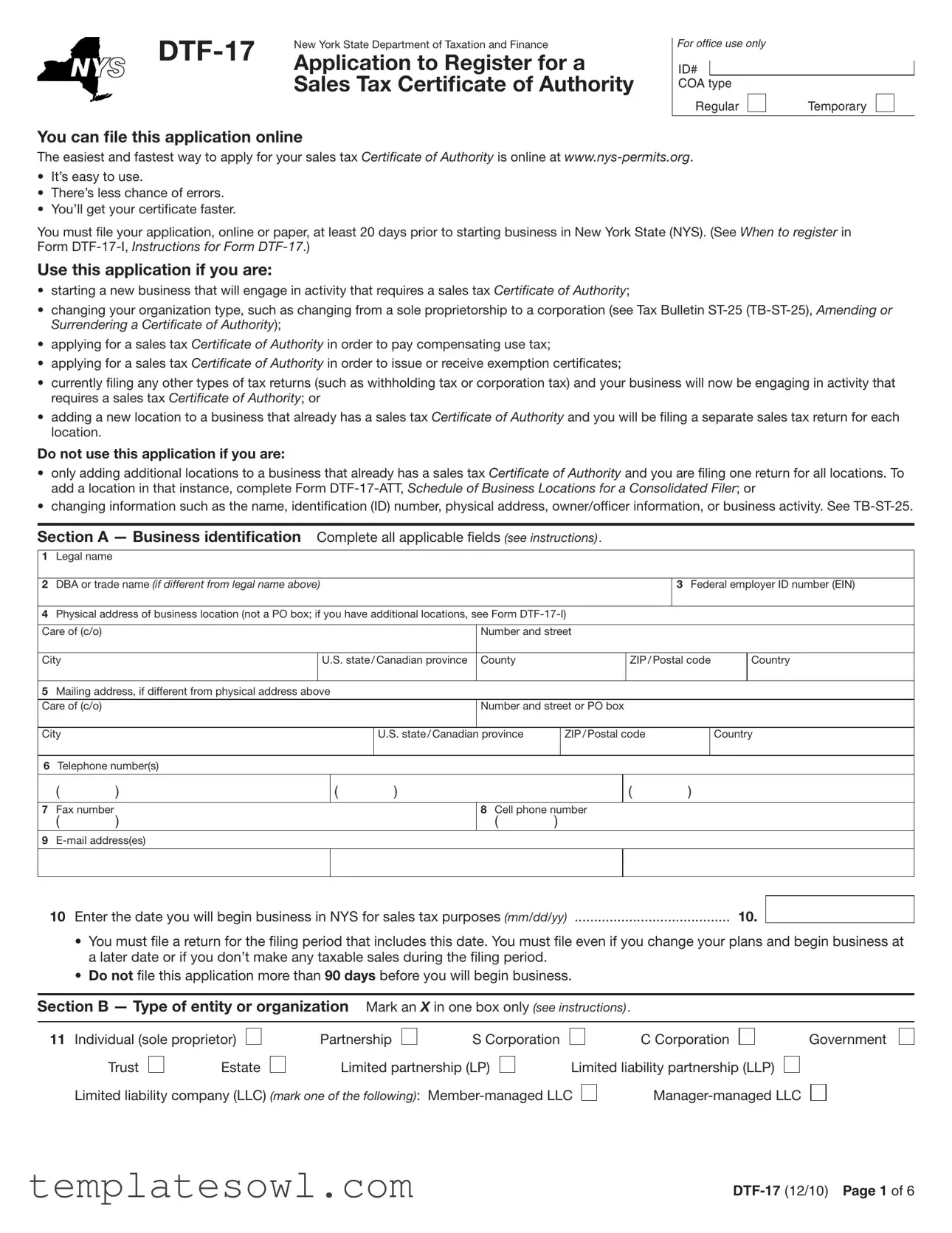 Fill Out Your Nys Dtf 17 Form