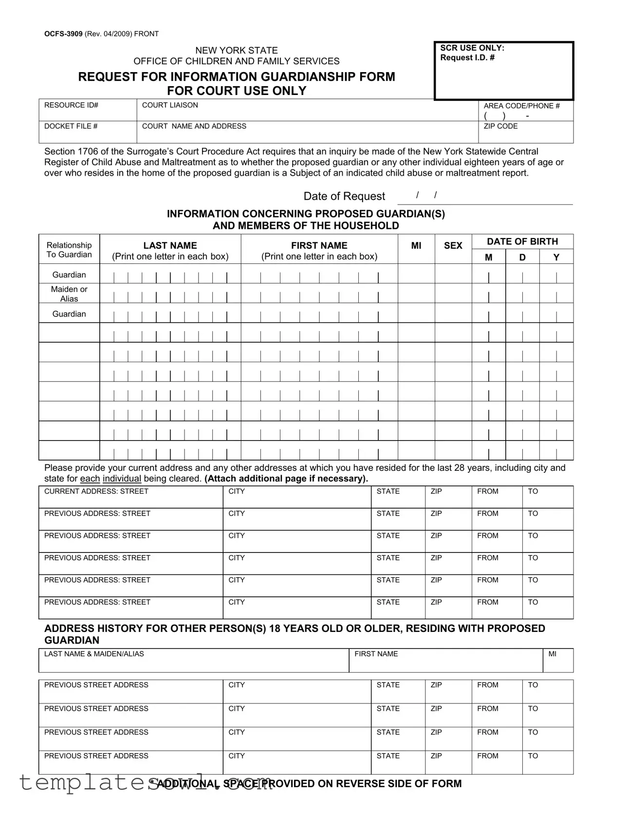 Fill Out Your Ocfs 3909 Form
