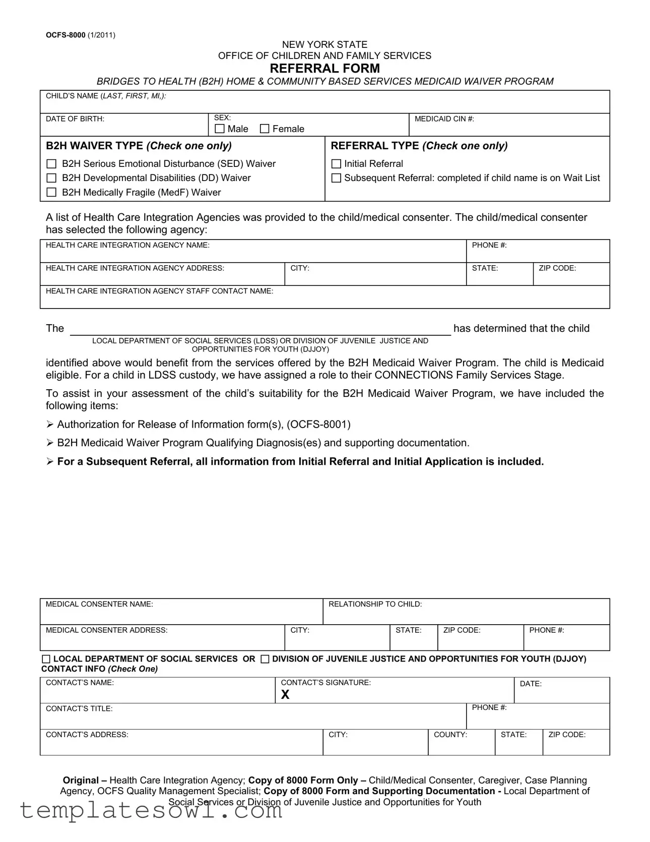 Fill Out Your Ocfs 8000 Form