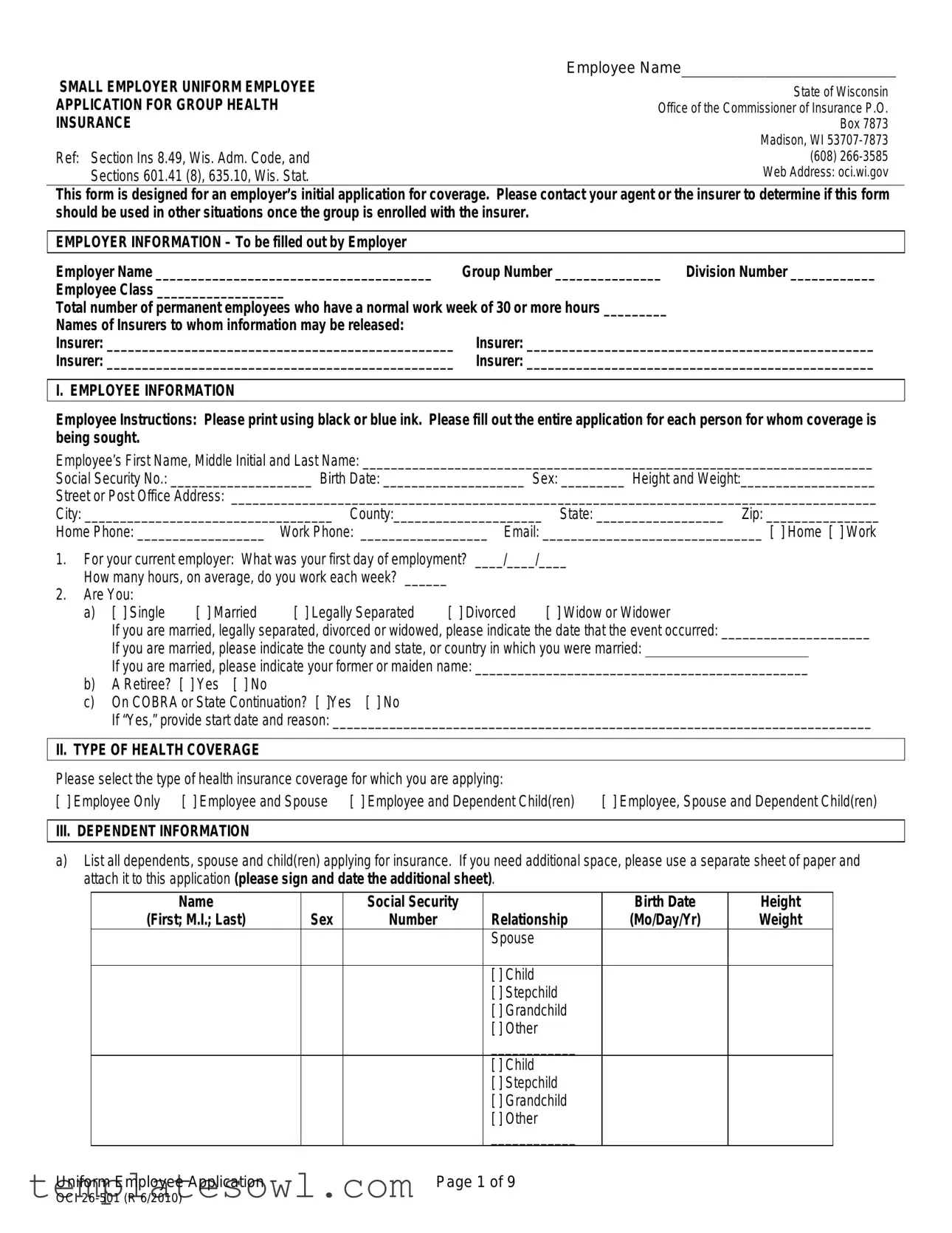 Fill Out Your Oci 26 501 Form