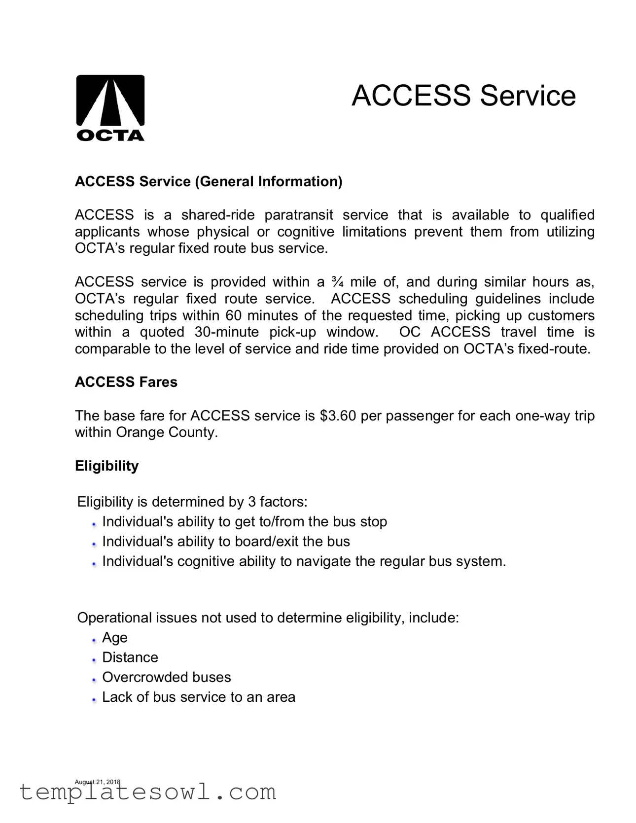 Fill Out Your Octa Paratransit Application Form